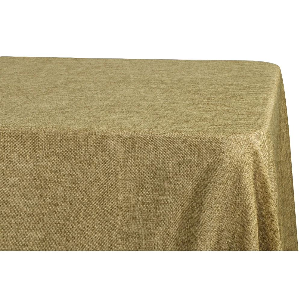 Faux Burlap Tablecloth 90"x156" Rectangular  - Natural Tan - Image 2