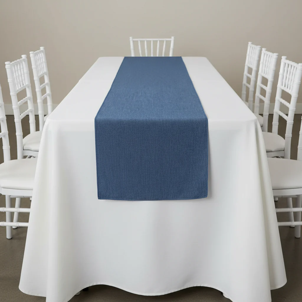 Faux Denim Table Runner - Dark Blue