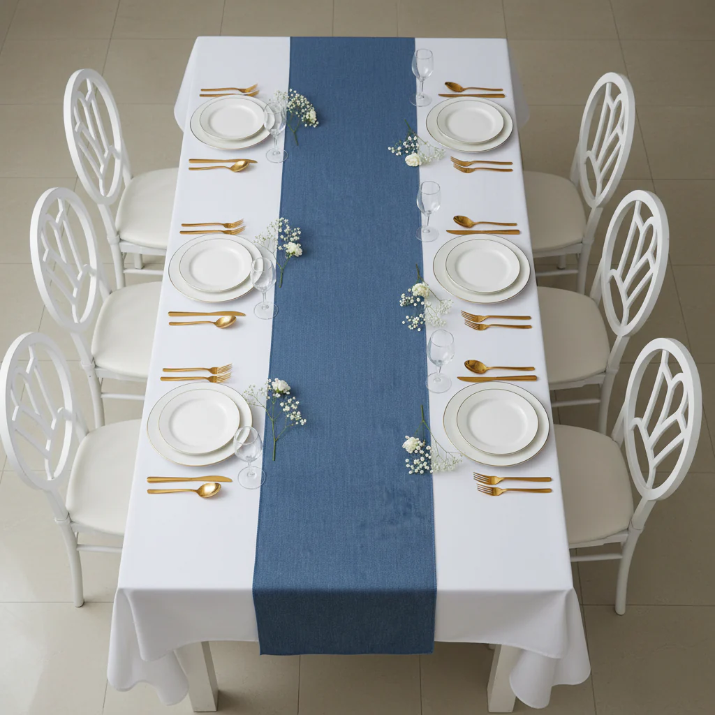 Faux Denim Table Runner - Dark Blue - Image 4