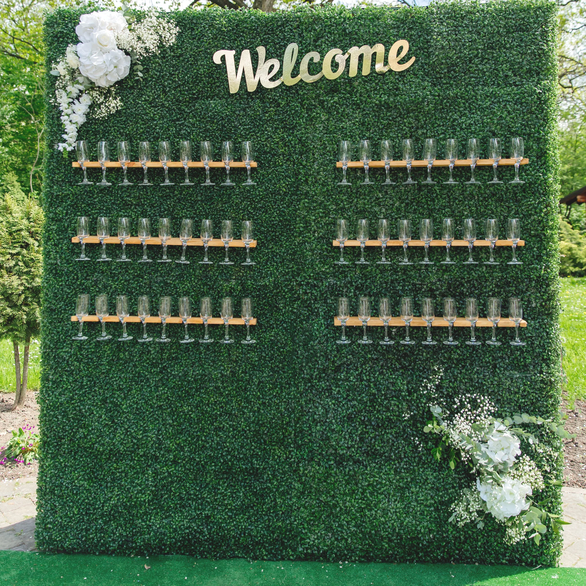 Faux Silk Boxwood Greenery Wall Panel Mat Backdrop 60cm x 40cm - Image 2