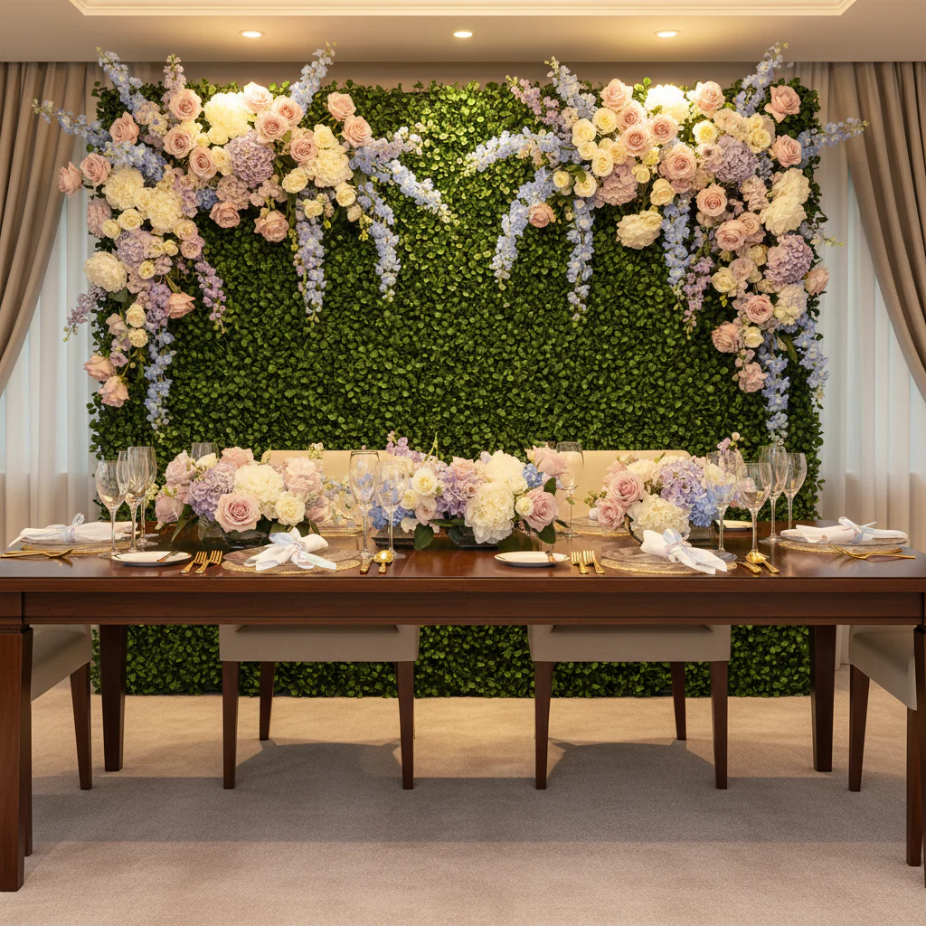 Faux Silk Boxwood Greenery Wall Panel Mat Backdrop 60cm x 40cm - Image 9