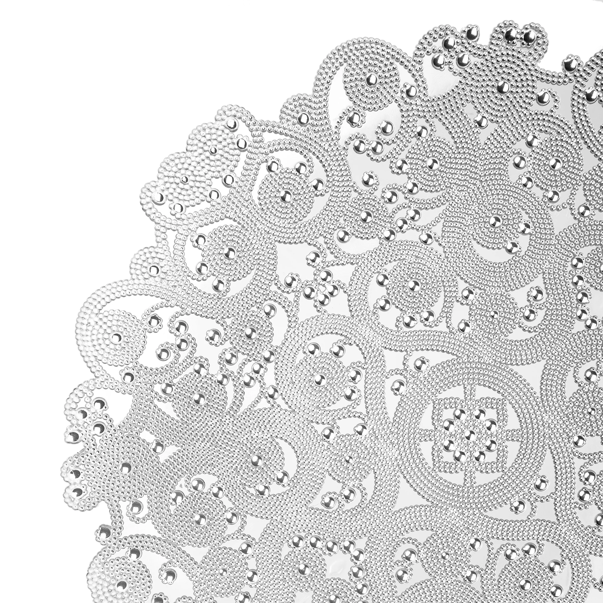 8 pc/set Filigree Acrylic Charger Plate - Silver - Image 3