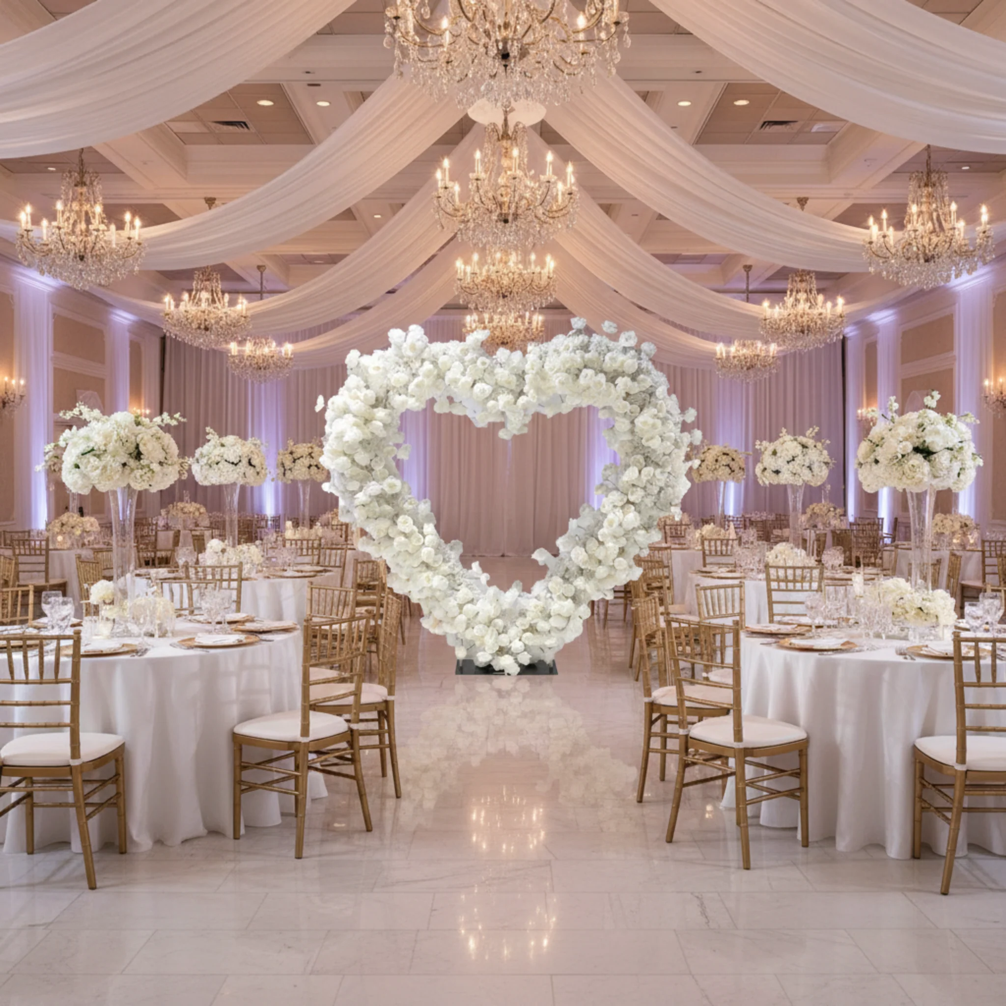 Floral 3D Backdrop for Open Heart Stand - White - Image 13