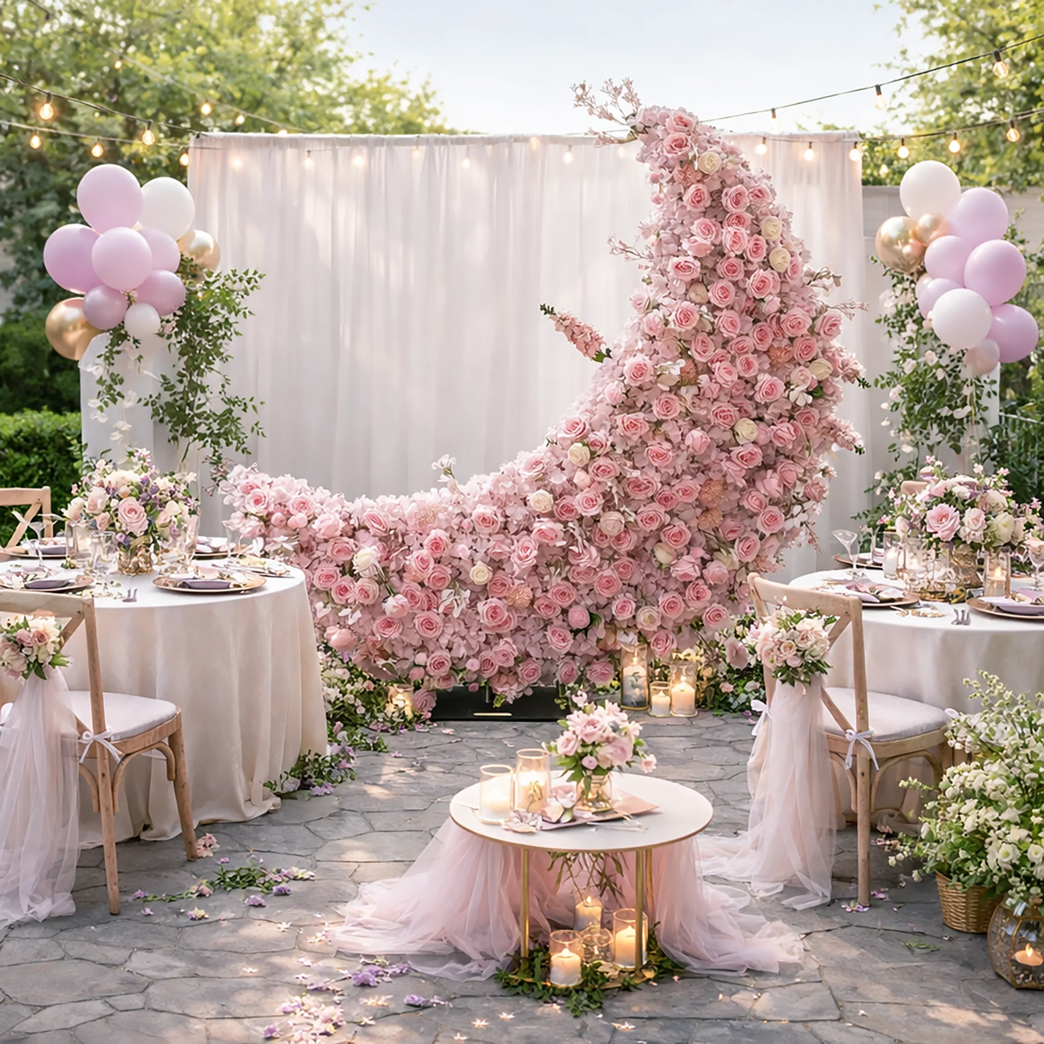 Floral 3D Backdrop for Crescent Moon Stand - Pink - Image 8