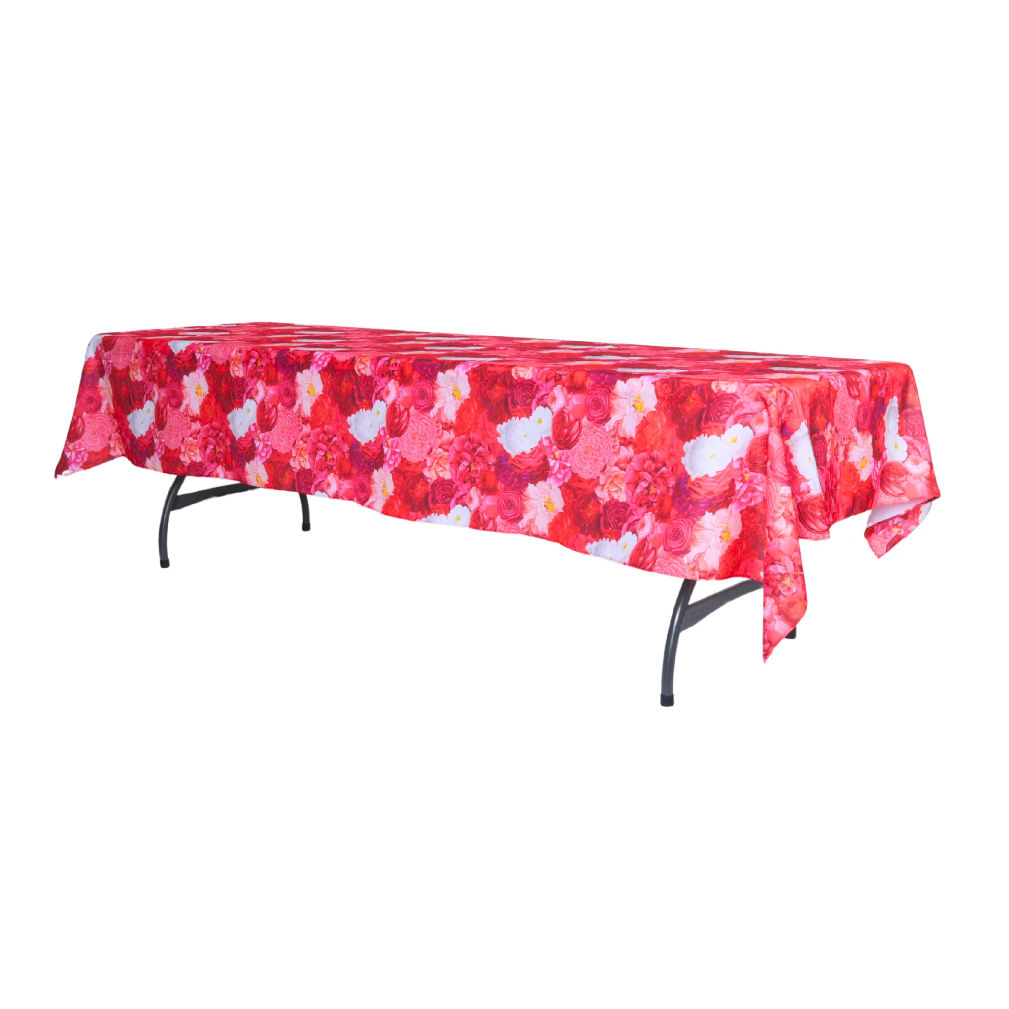 Floral Peony Roses 60"x120" Rectangular Tablecloth - Fuchsia - Image 6