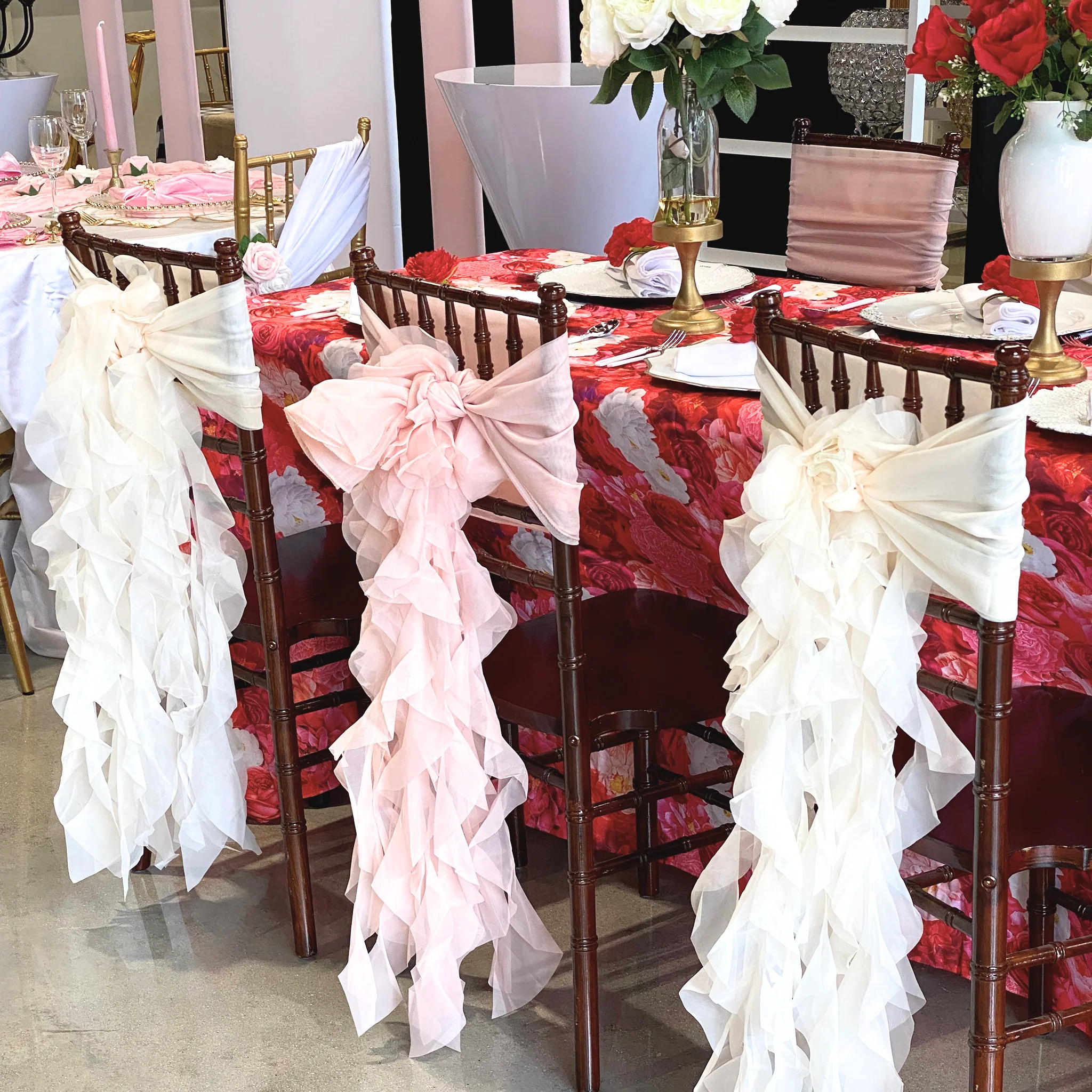 Floral Peony Roses 90"x156" Rectangular Tablecloth - Fuchsia - Image 10
