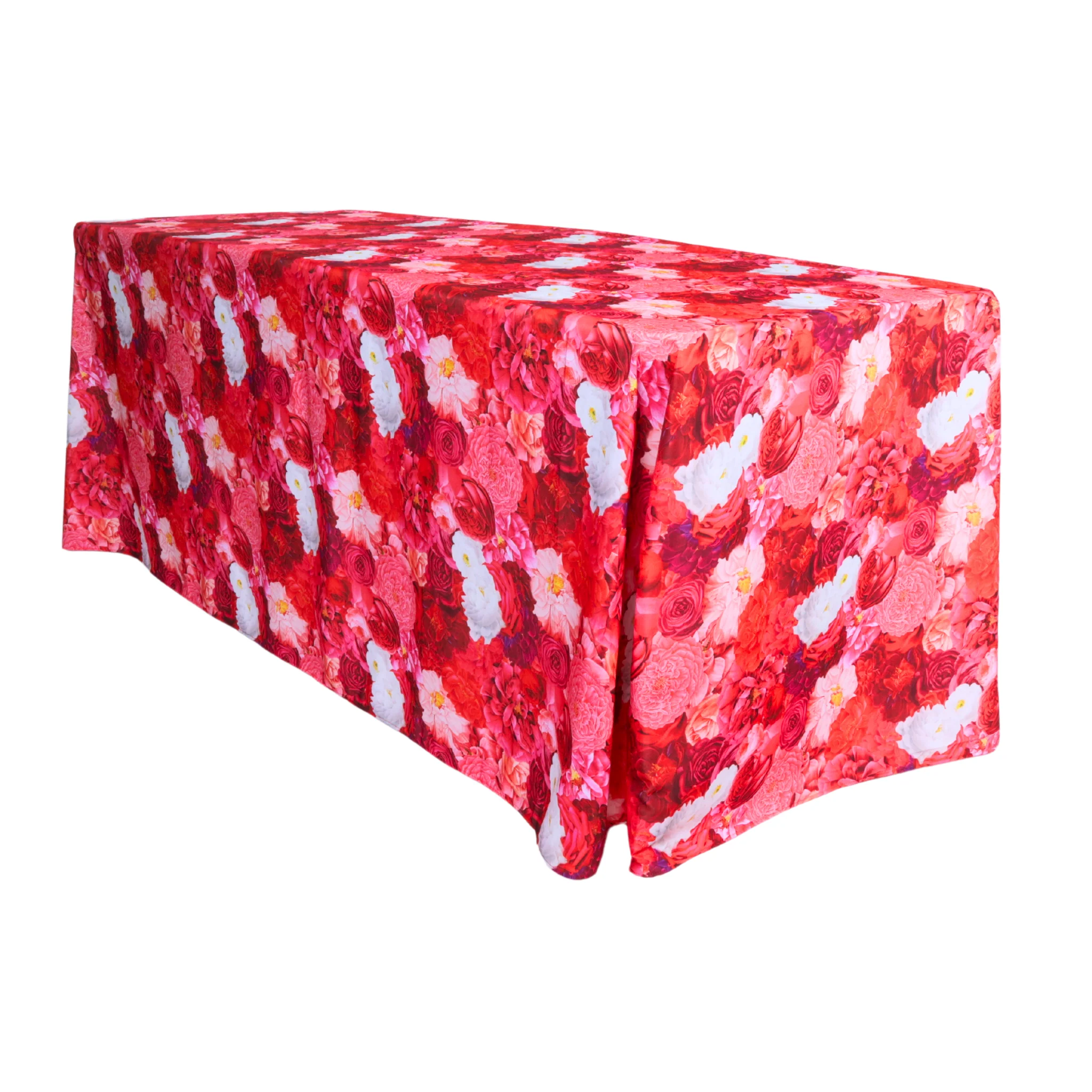 Floral Peony Roses 90"x156" Rectangular Tablecloth - Fuchsia - Image 2