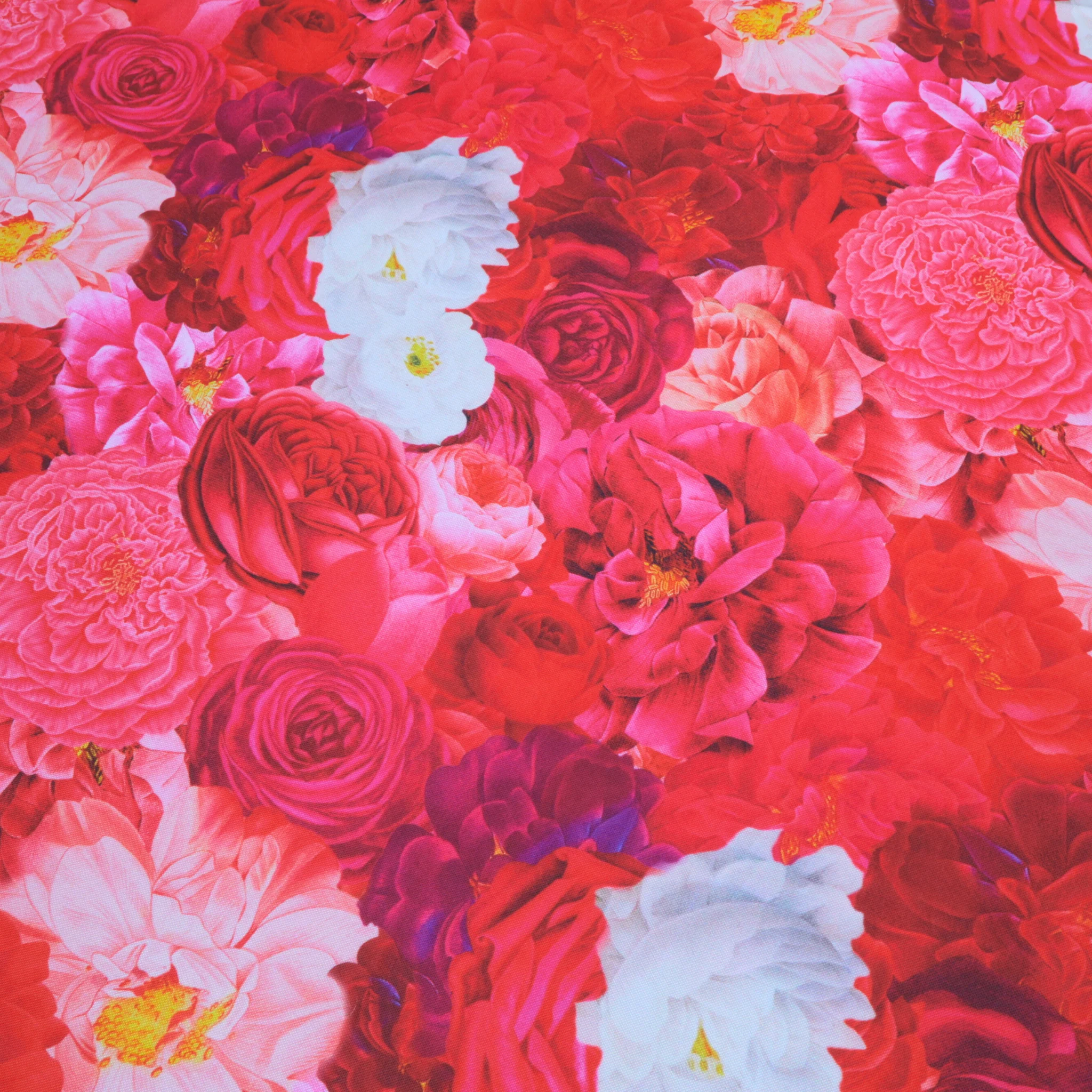 Floral Peony Roses 90"x156" Rectangular Tablecloth - Fuchsia - Image 7