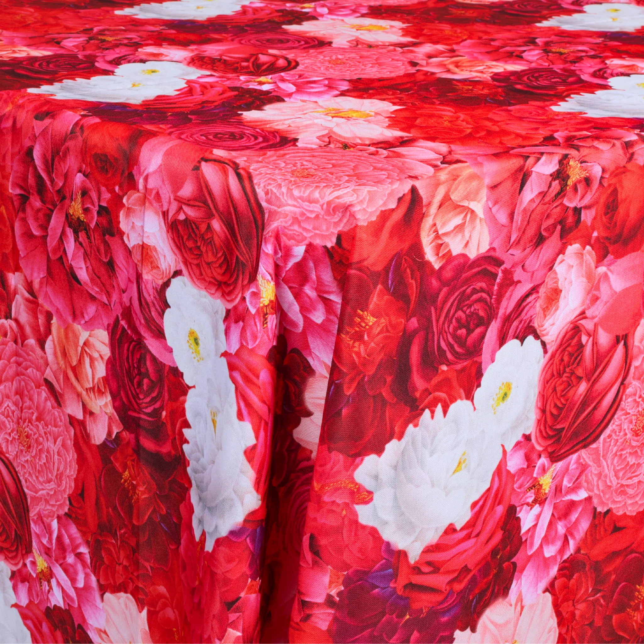 Floral Peony Roses 90"x156" Rectangular Tablecloth - Fuchsia - Image 8
