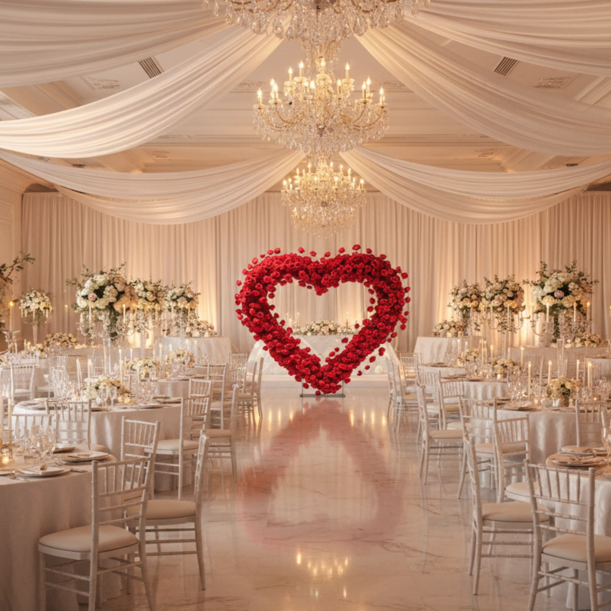Floral 3D Backdrop for Open Heart Stand - Red - Image 16