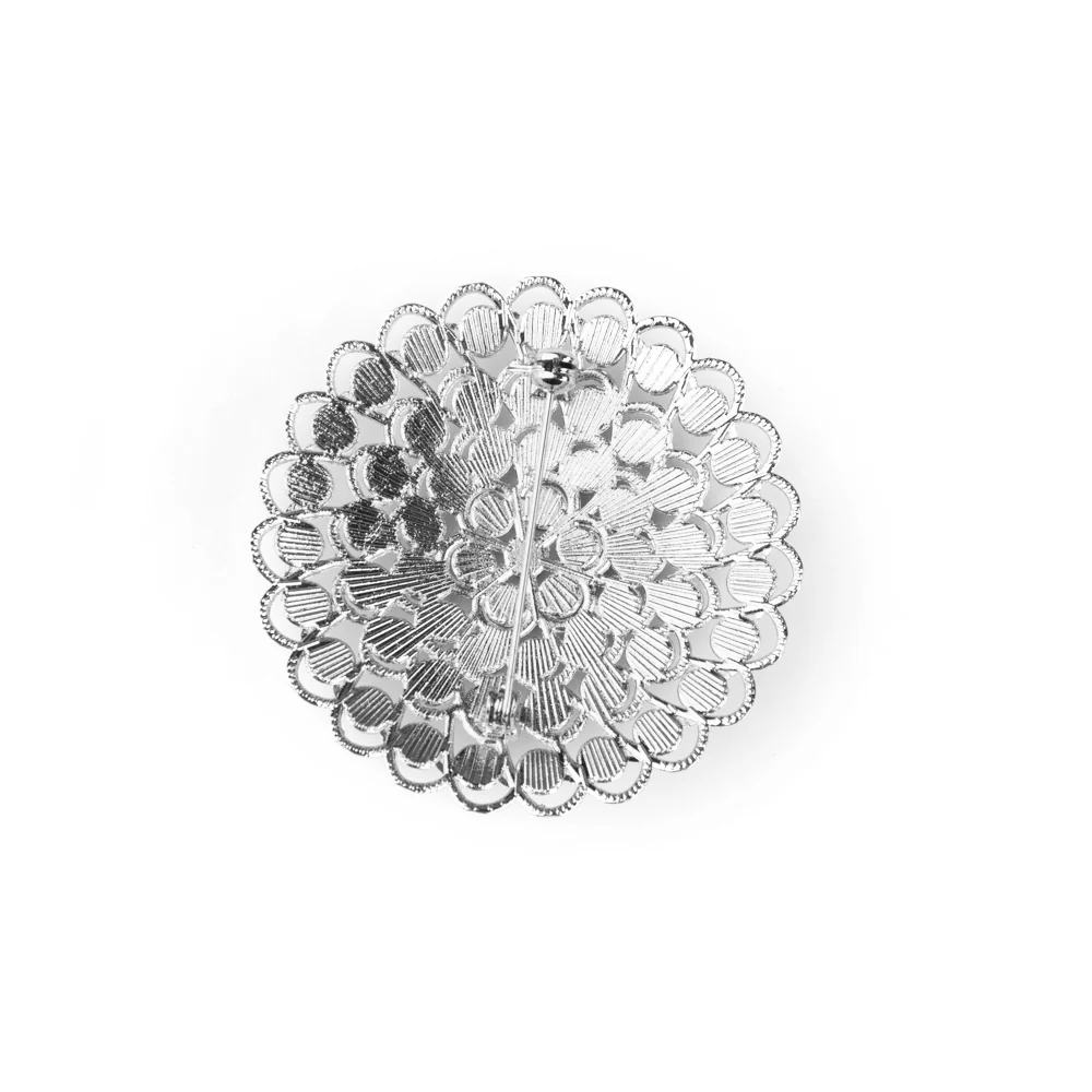 Flower Brooch Rhinestone Chair Pin Sash Buckle - Silver - Image 2