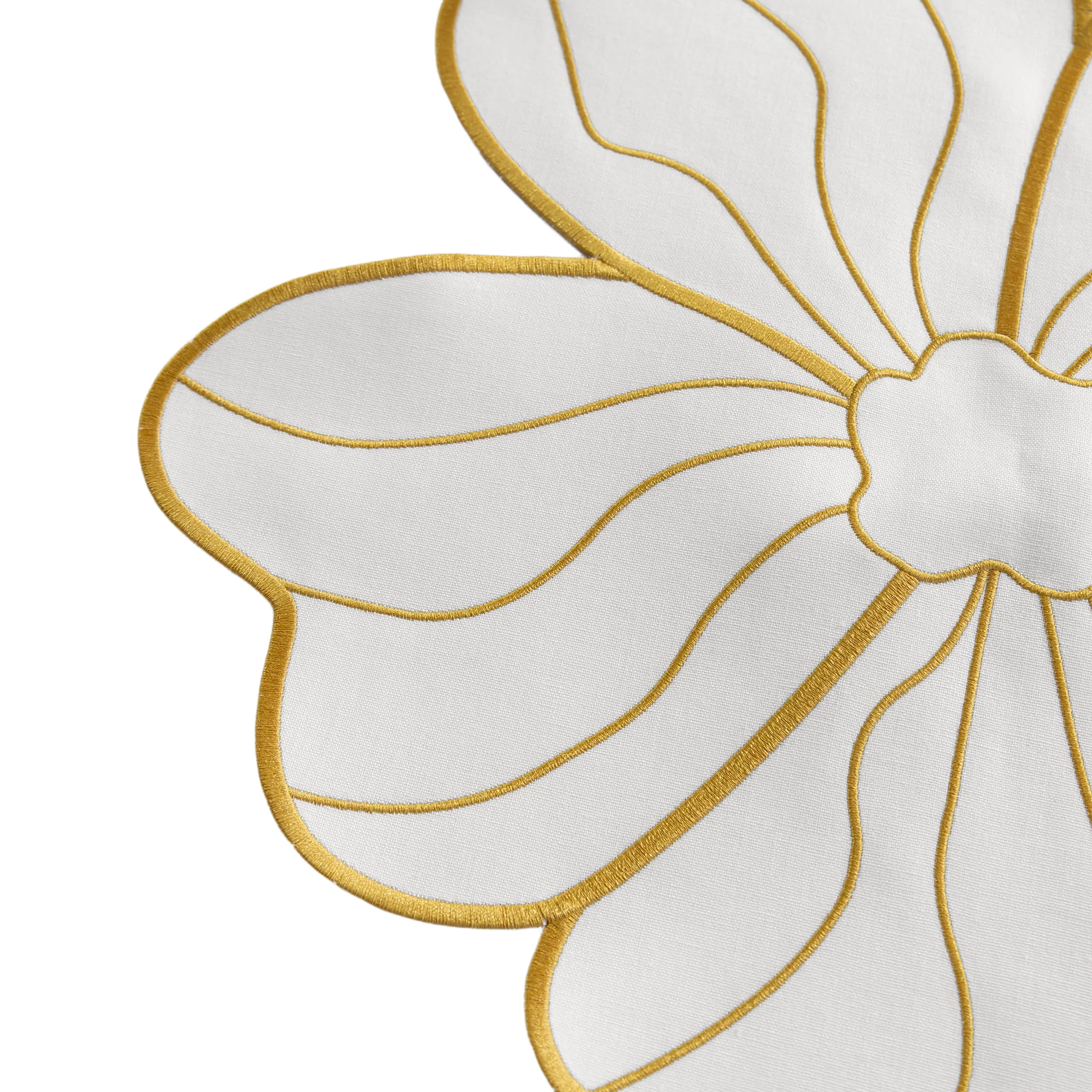 2pc/set Flower Linen Embroidery Placemat - Ivory/Gold Trim - Image 5