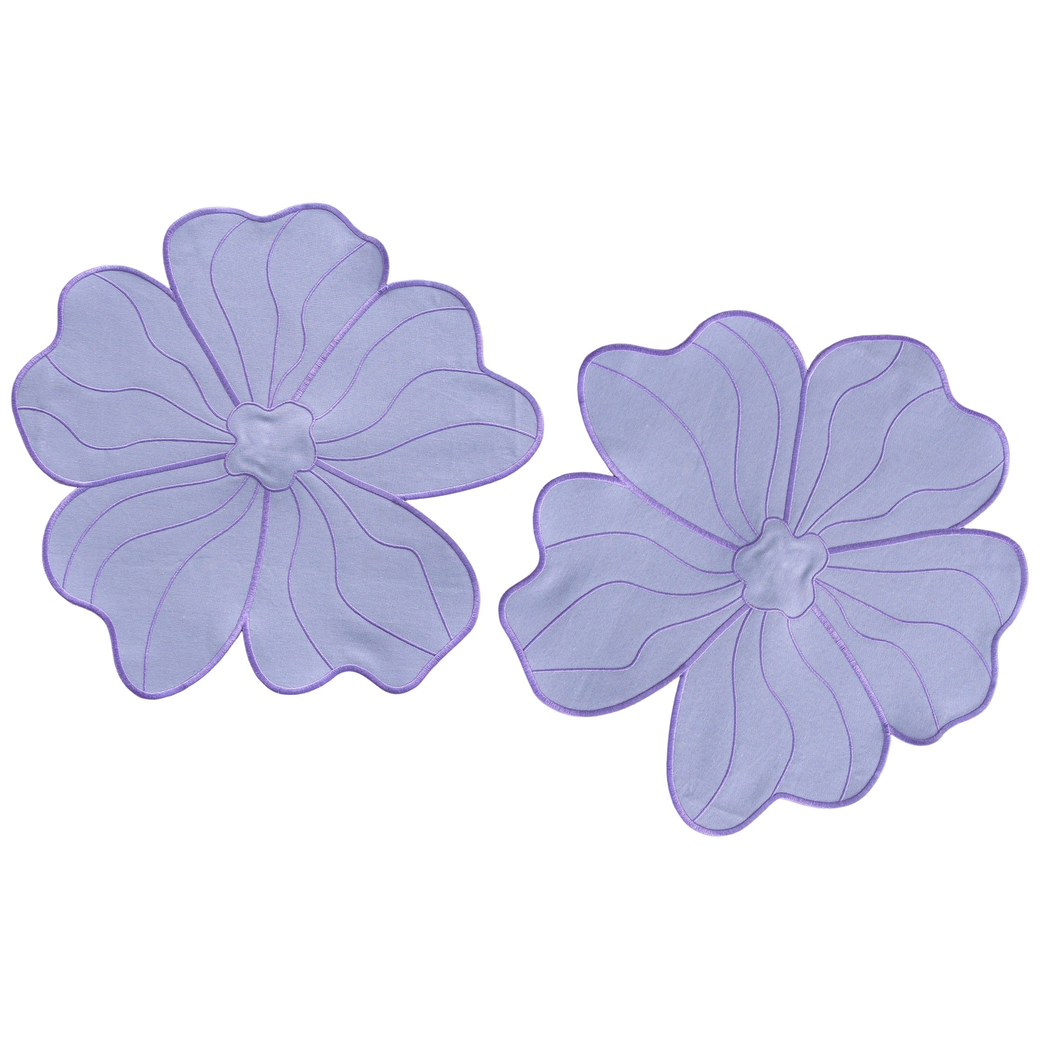 2pc/set Flower Linen Embroidery Placemat - Lavender/Victorian Lilac Trim
