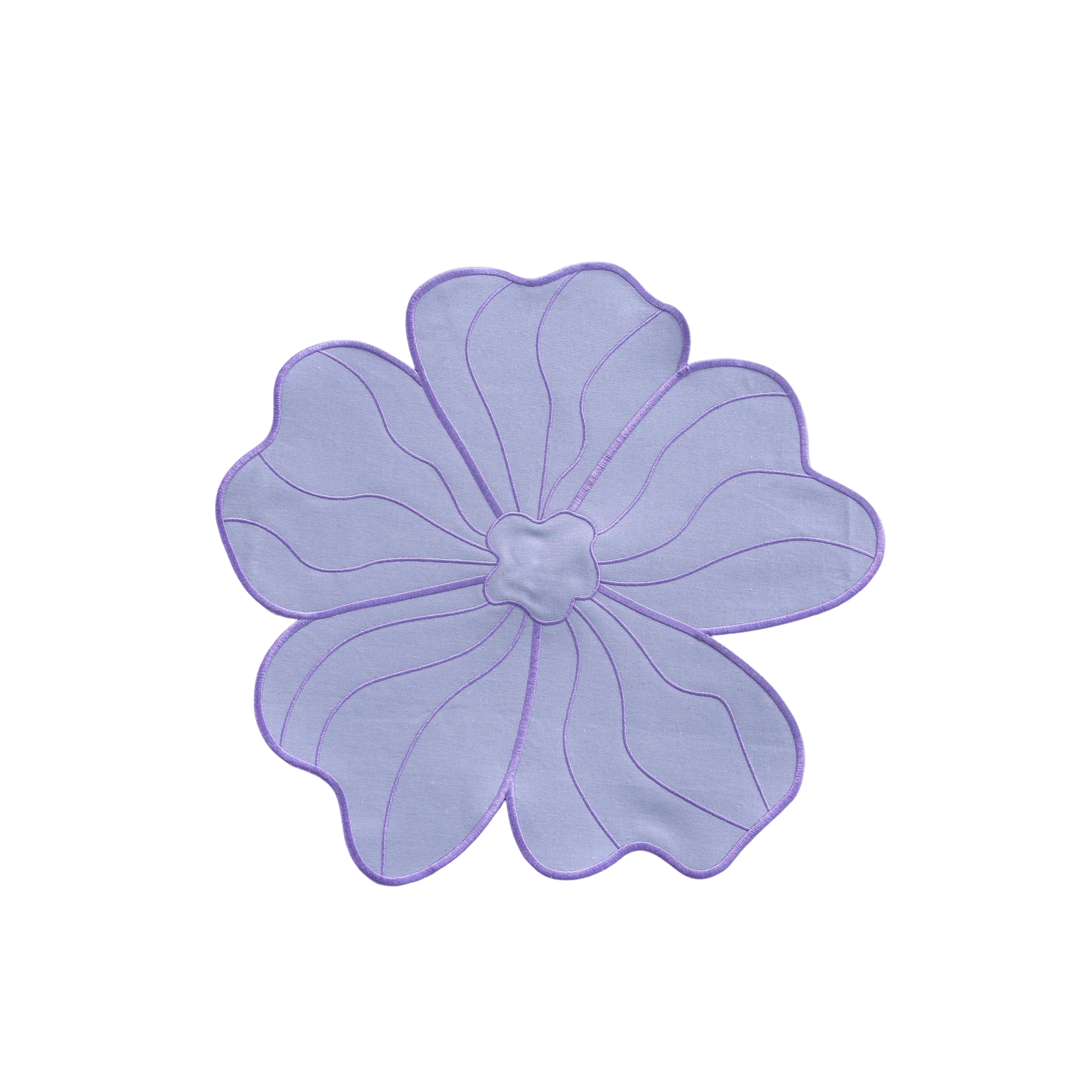 2pc/set Flower Linen Embroidery Placemat - Lavender/Victorian Lilac Trim - Image 3