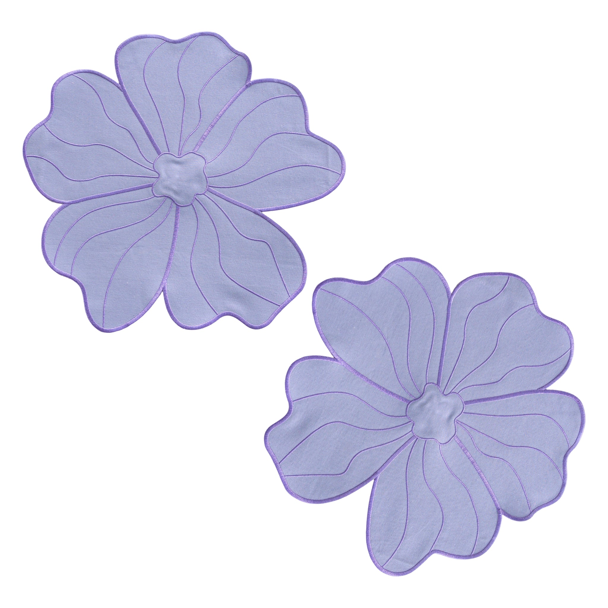 2pc/set Flower Linen Embroidery Placemat - Lavender/Victorian Lilac Trim - Image 4