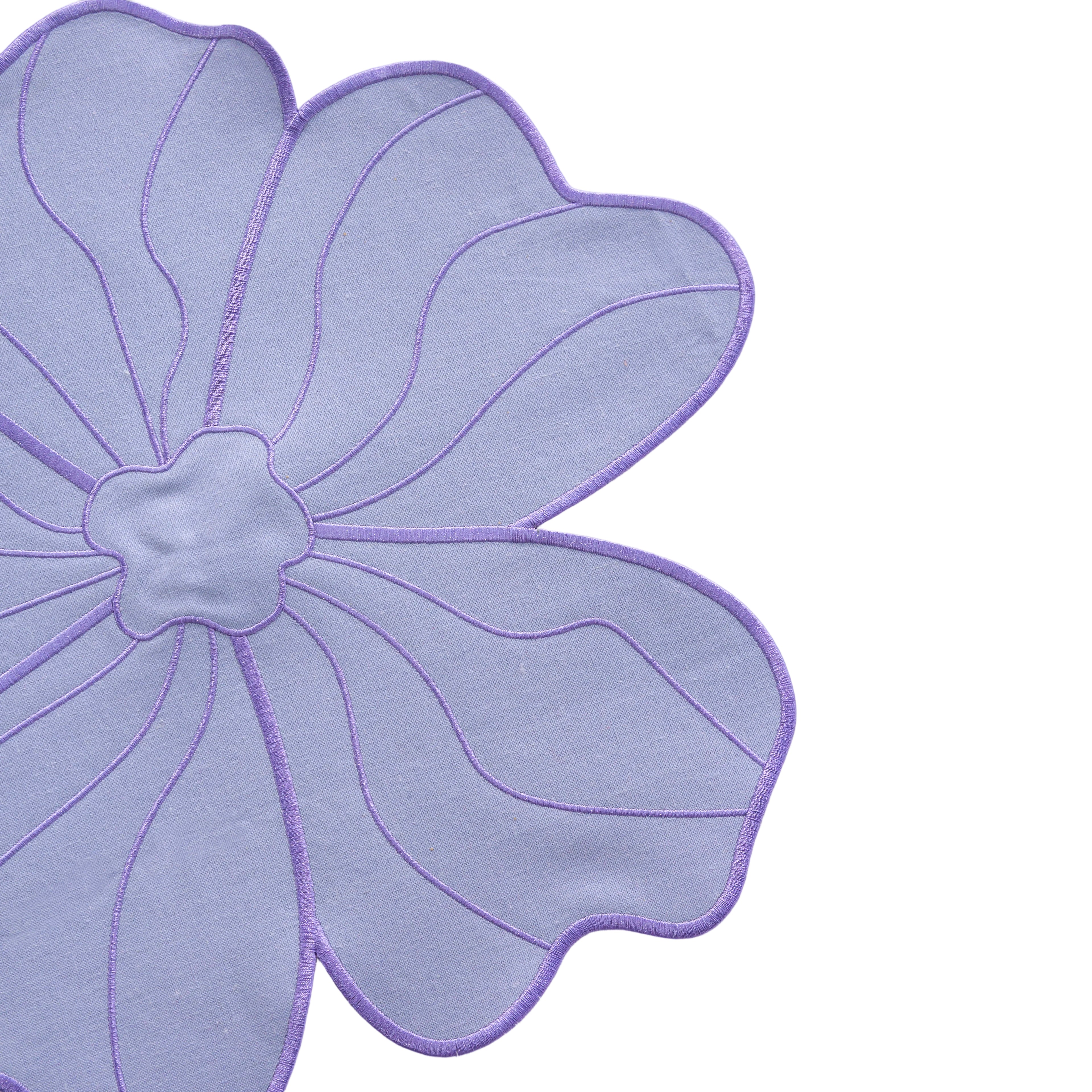 2pc/set Flower Linen Embroidery Placemat - Lavender/Victorian Lilac Trim - Image 5