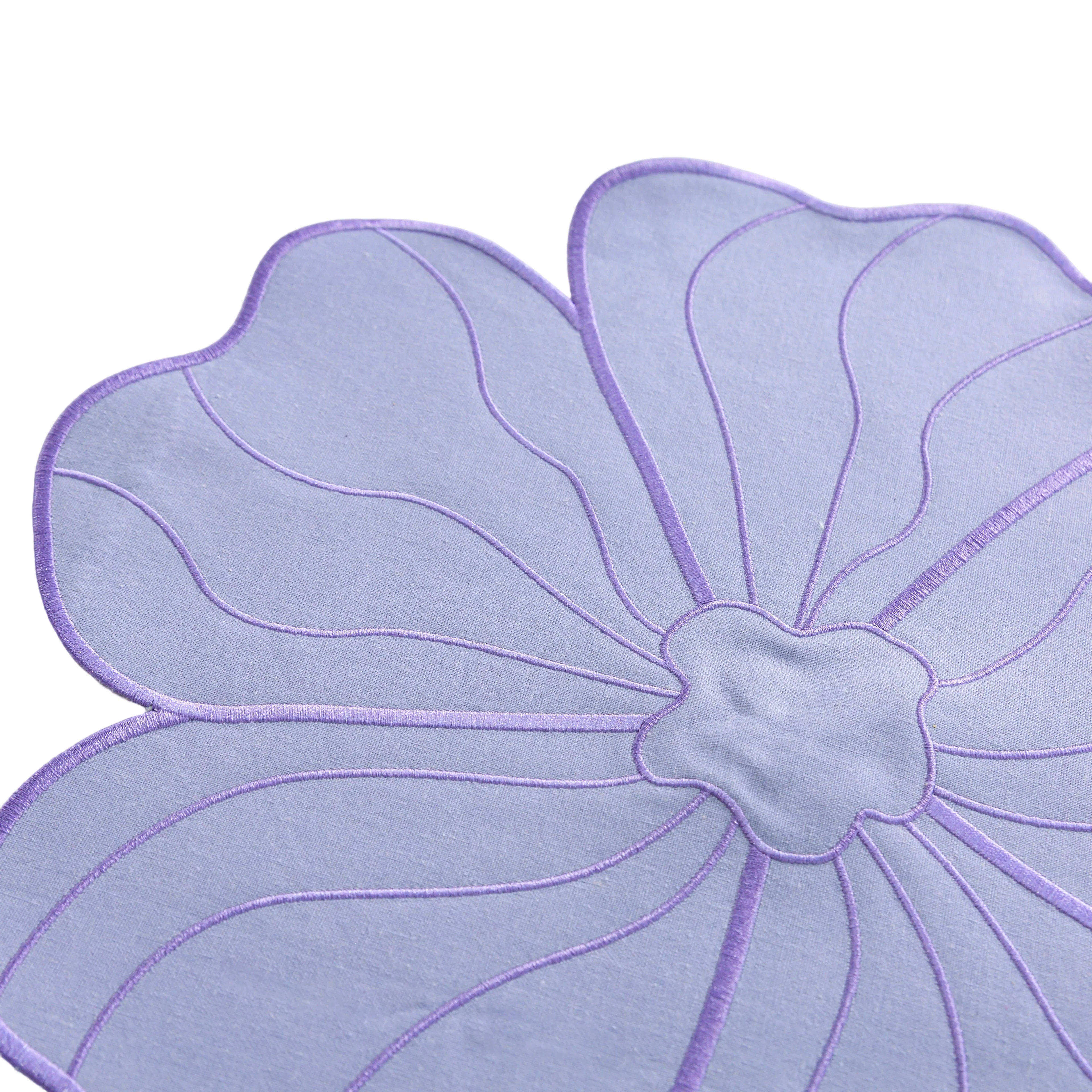 2pc/set Flower Linen Embroidery Placemat - Lavender/Victorian Lilac Trim - Image 6
