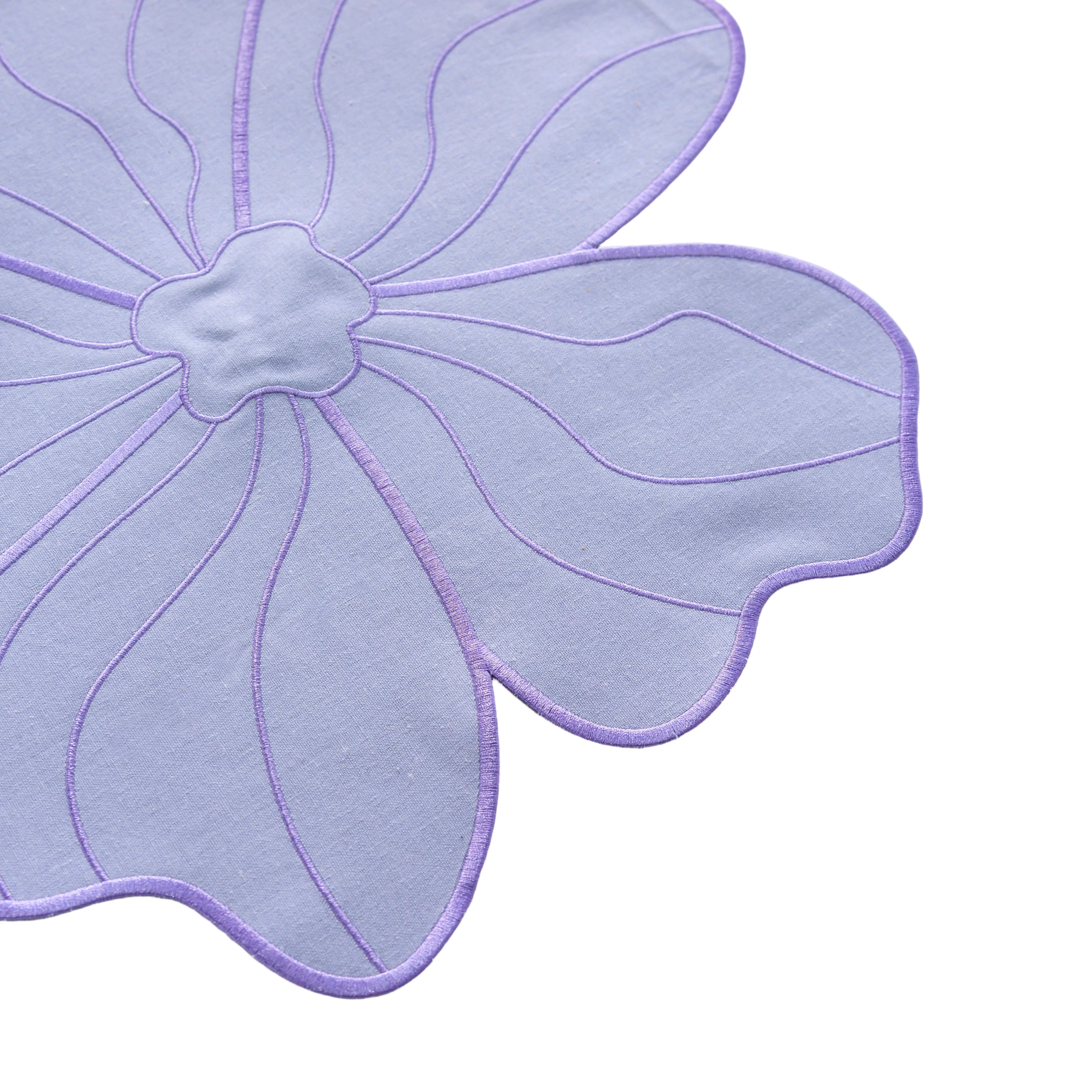 2pc/set Flower Linen Embroidery Placemat - Lavender/Victorian Lilac Trim - Image 7