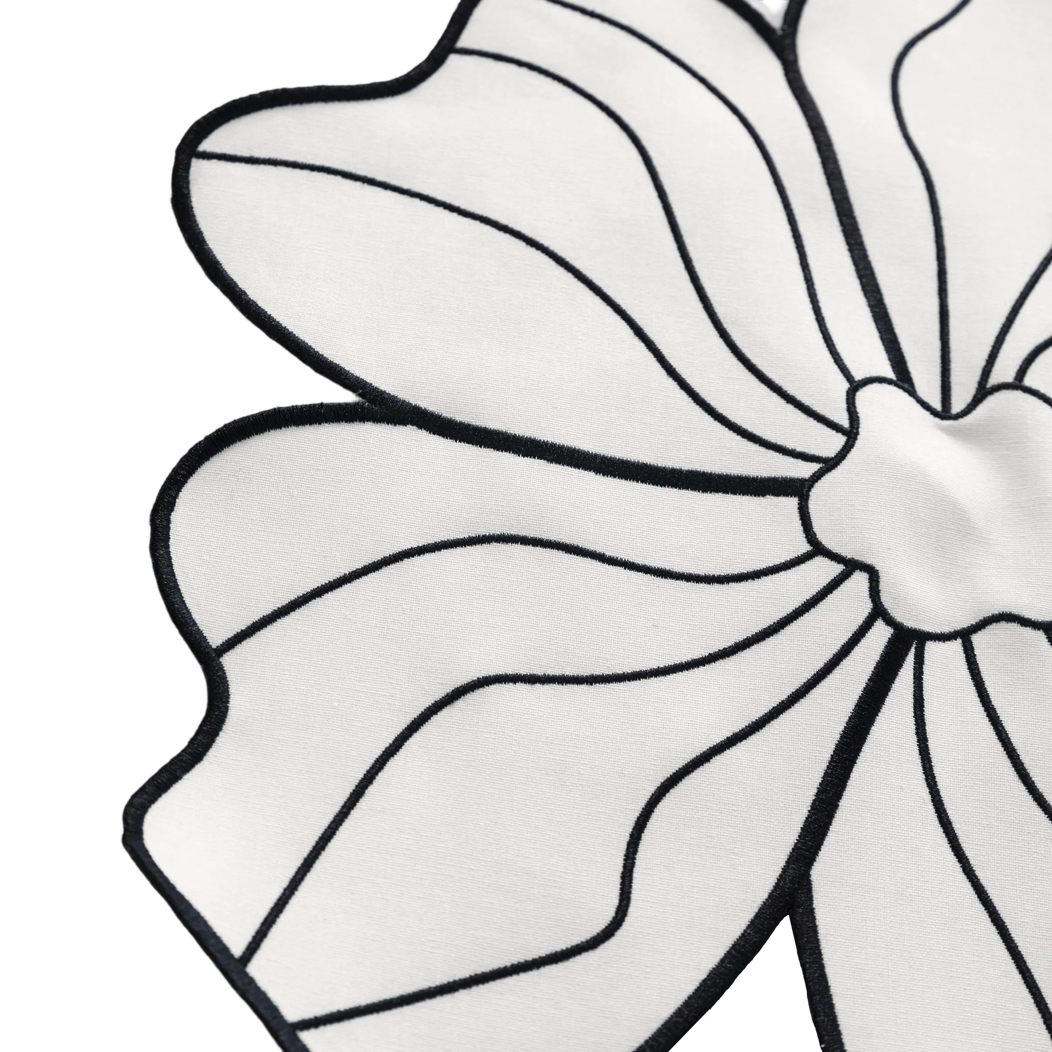 2pc/set Flower Linen Embroidery Placemat - White/Black Trim - Image 6
