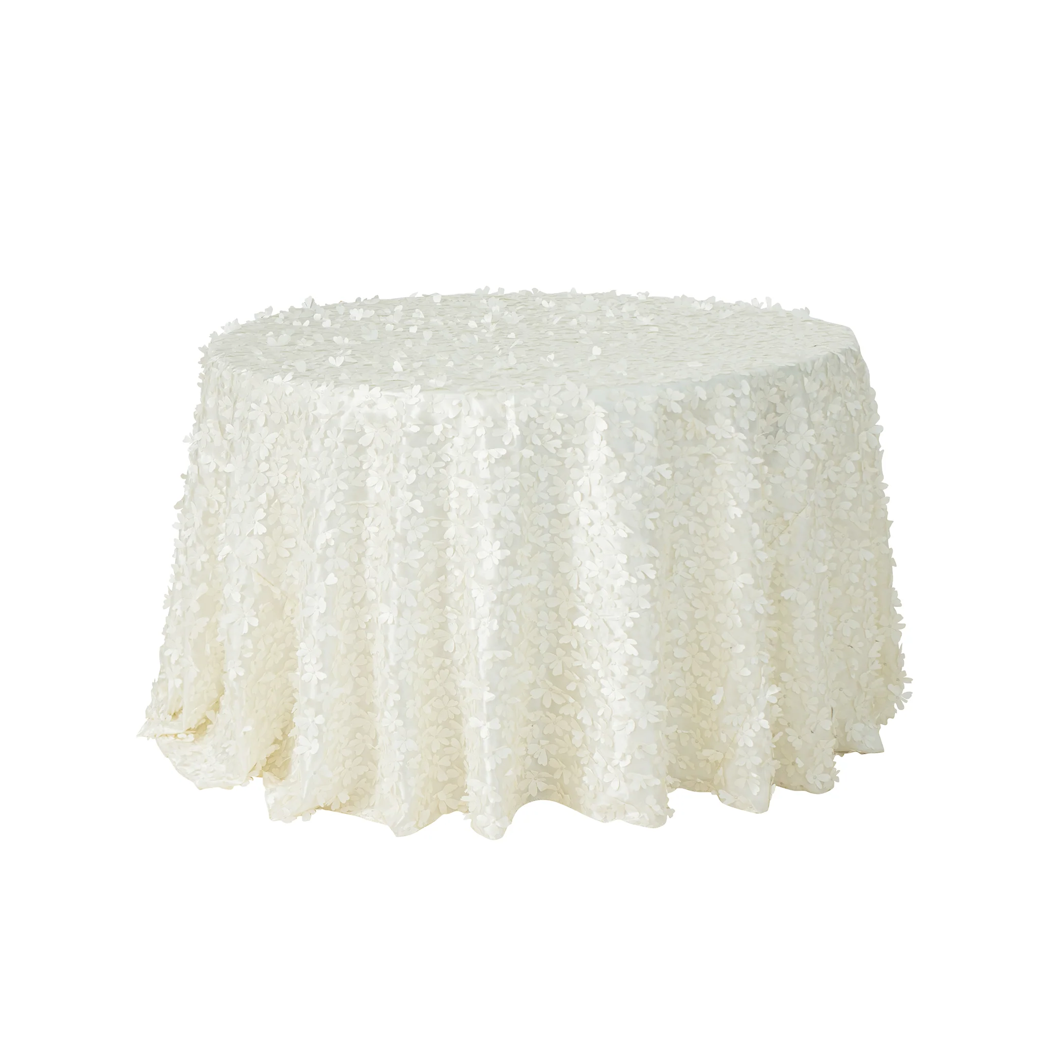 Flower Petal Taffeta Round 115" Tablecloth - Ivory