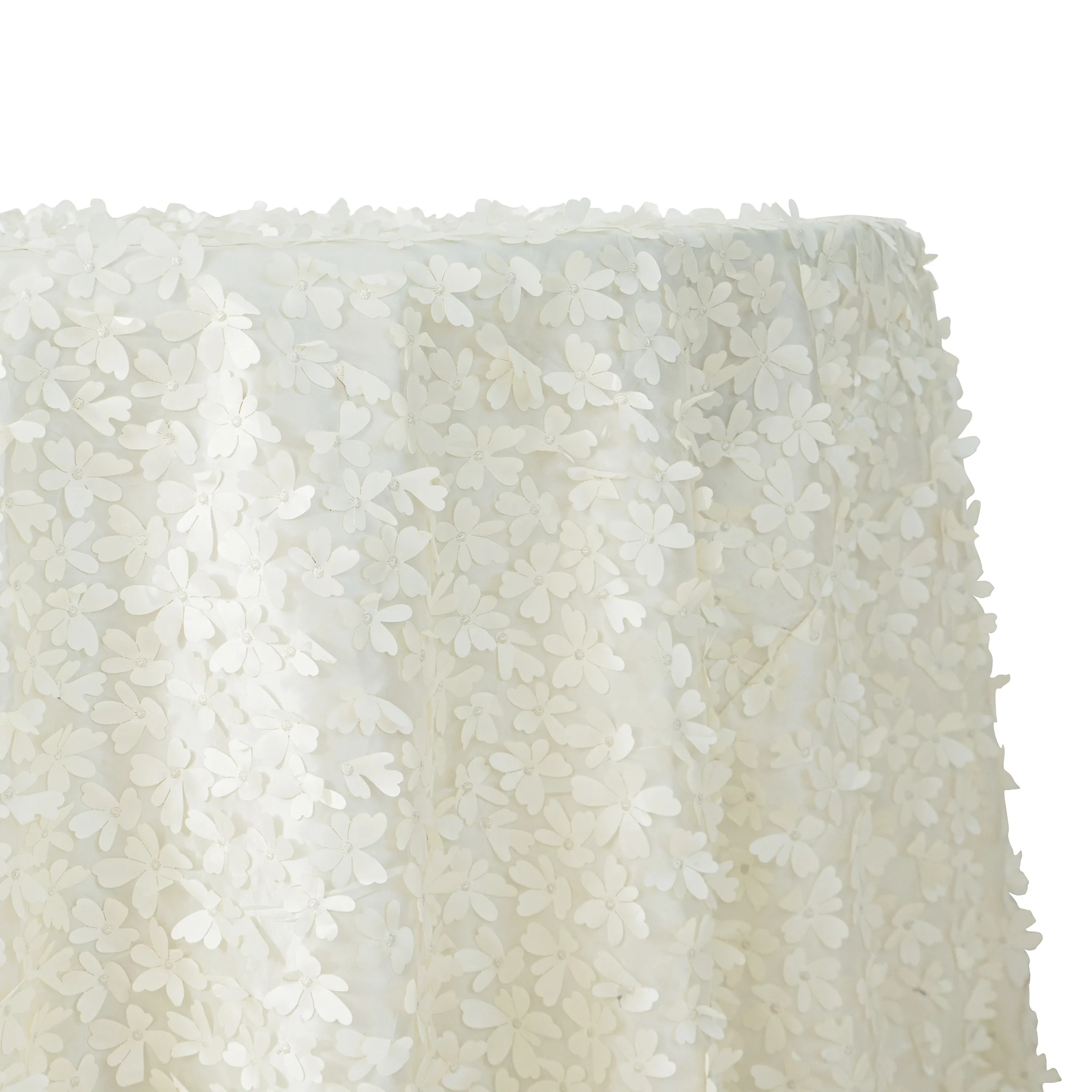 Flower Petal Taffeta Round 115" Tablecloth - Ivory - Image 5