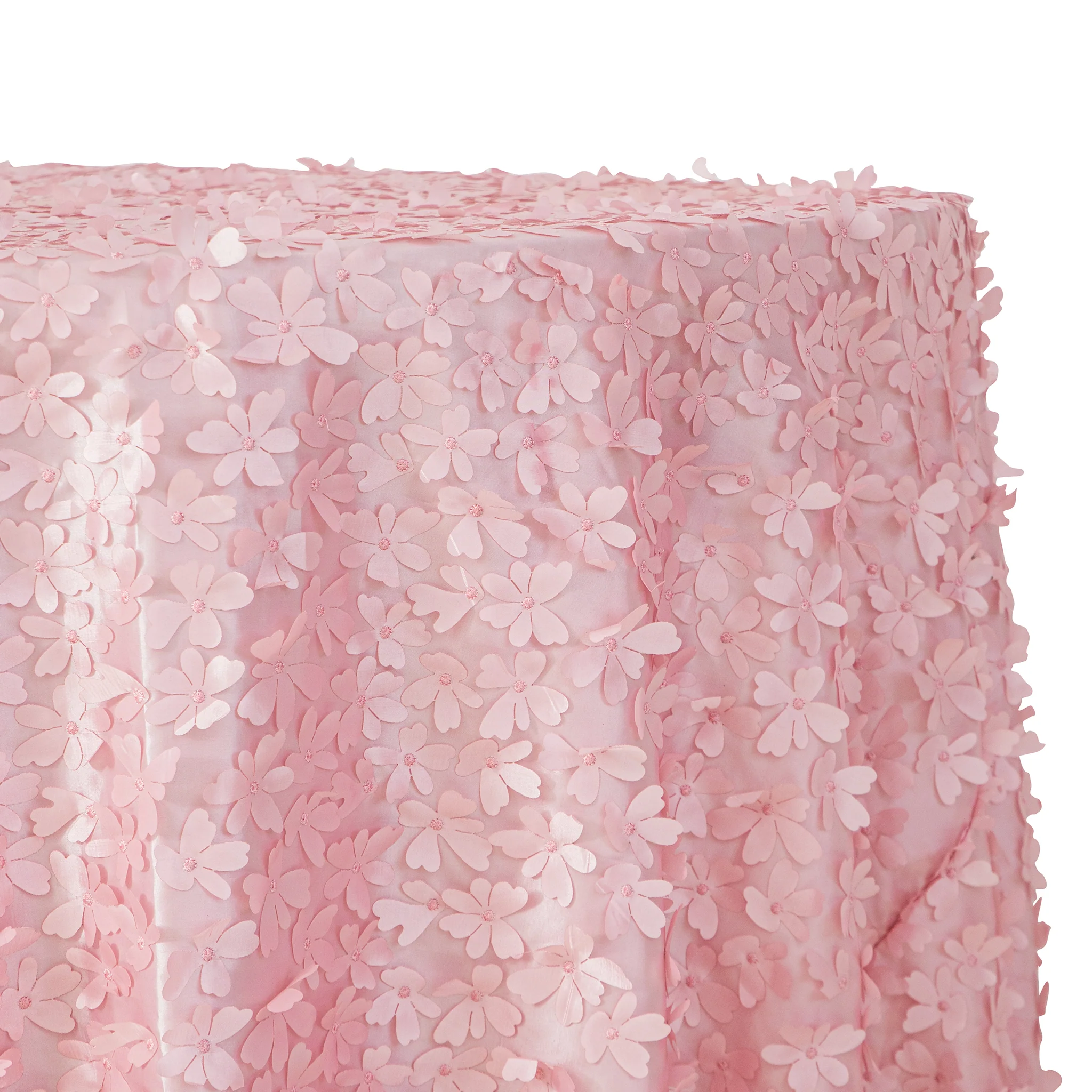 Flower Petal Taffeta Round 115" Tablecloth - Pink - Image 5