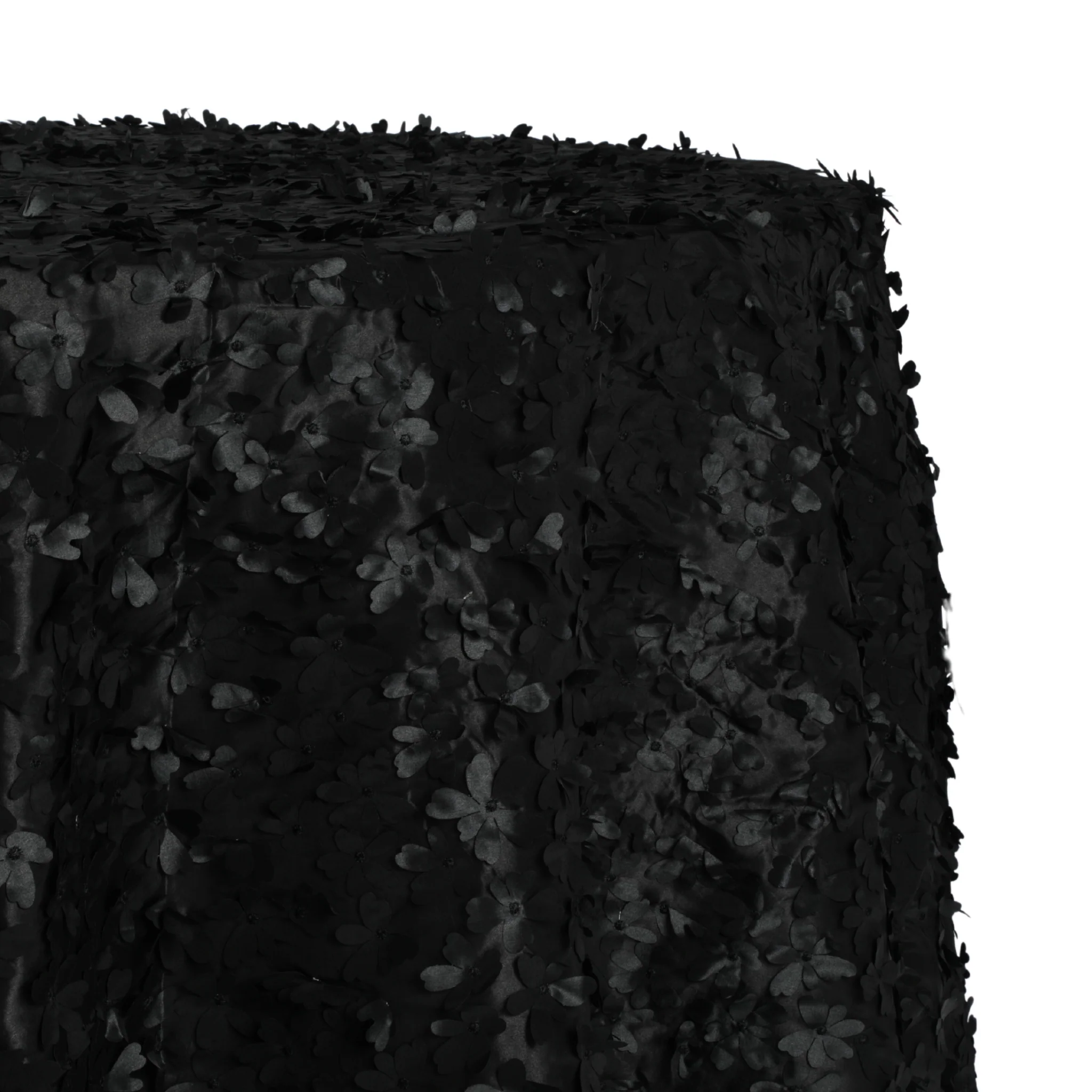 Flower Petal Taffeta Round 120" Tablecloth - Black - Image 3