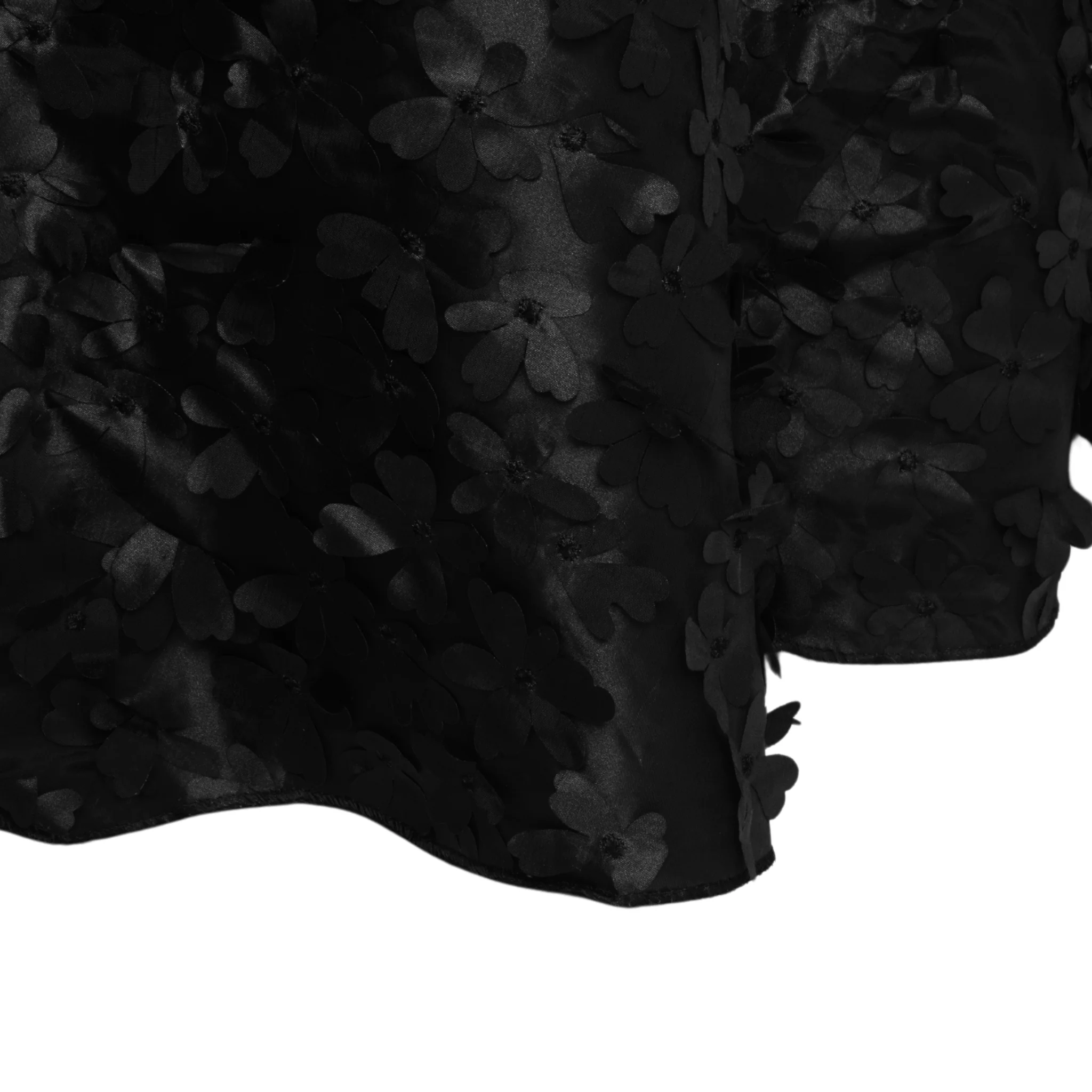 Flower Petal Taffeta Round 120" Tablecloth - Black - Image 4