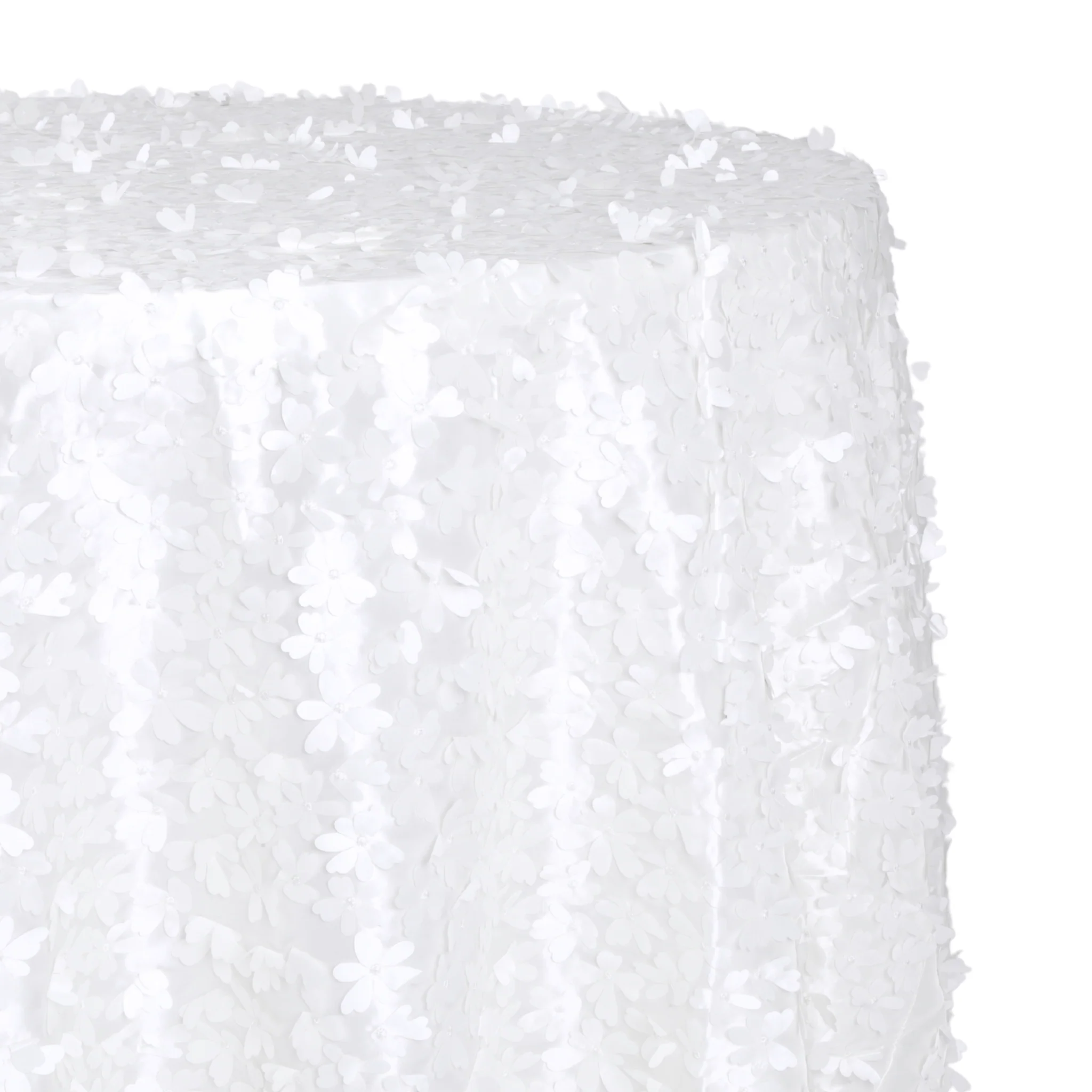 Flower Petal Taffeta Round 120" Tablecloth - White - Image 4
