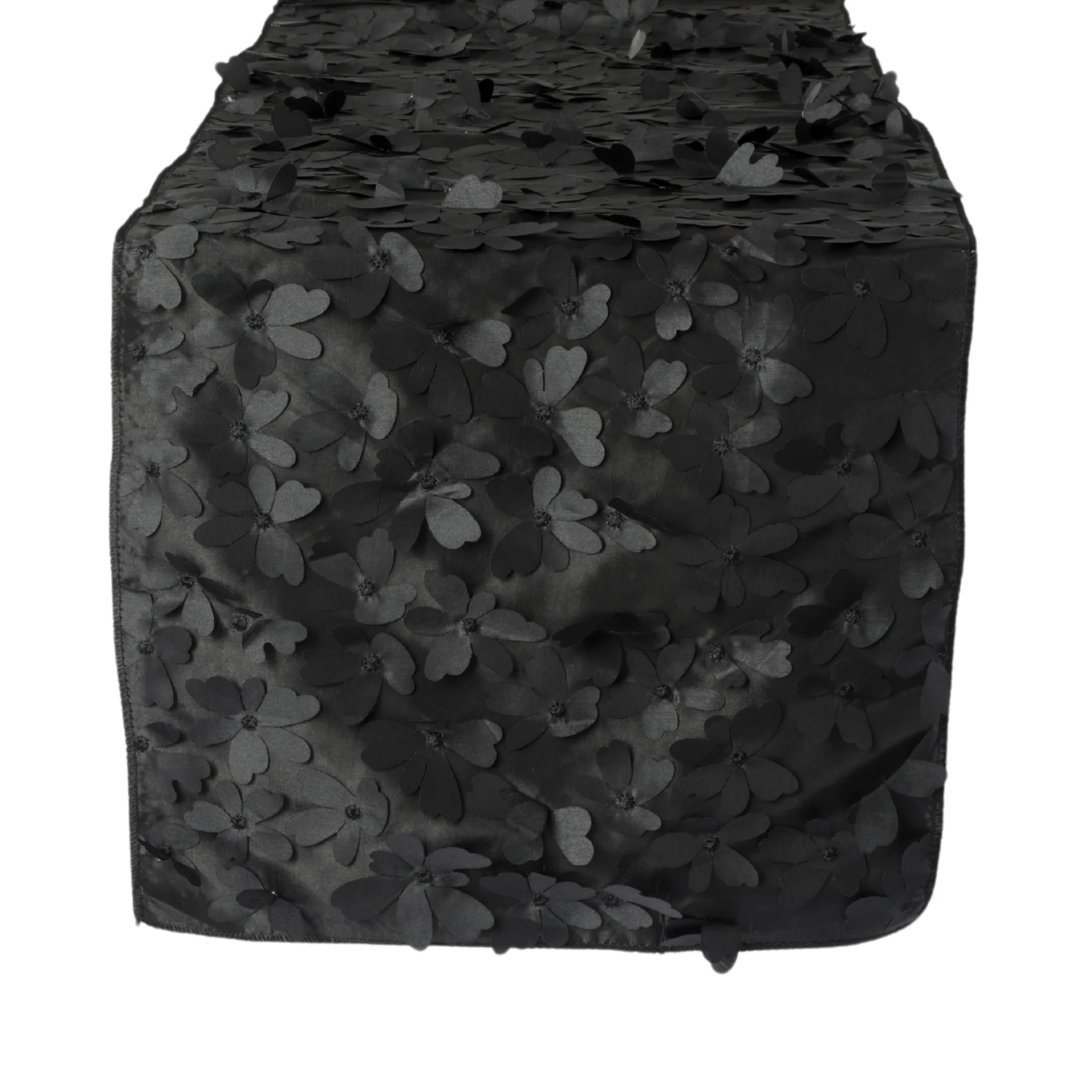 Flower Petal Taffeta Table Runner - Black - Image 4