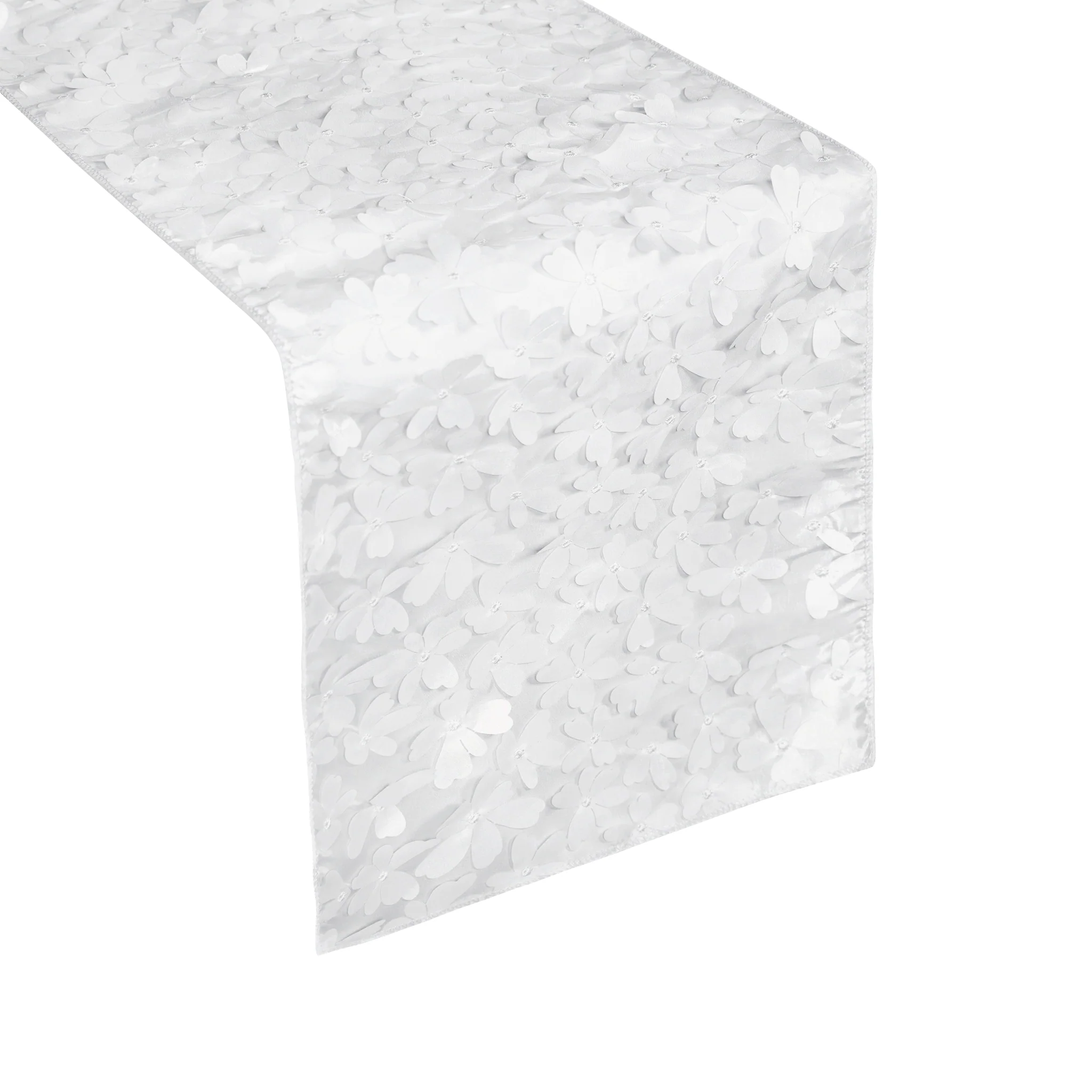 Flower Petal Taffeta Table Runner - White - Image 3