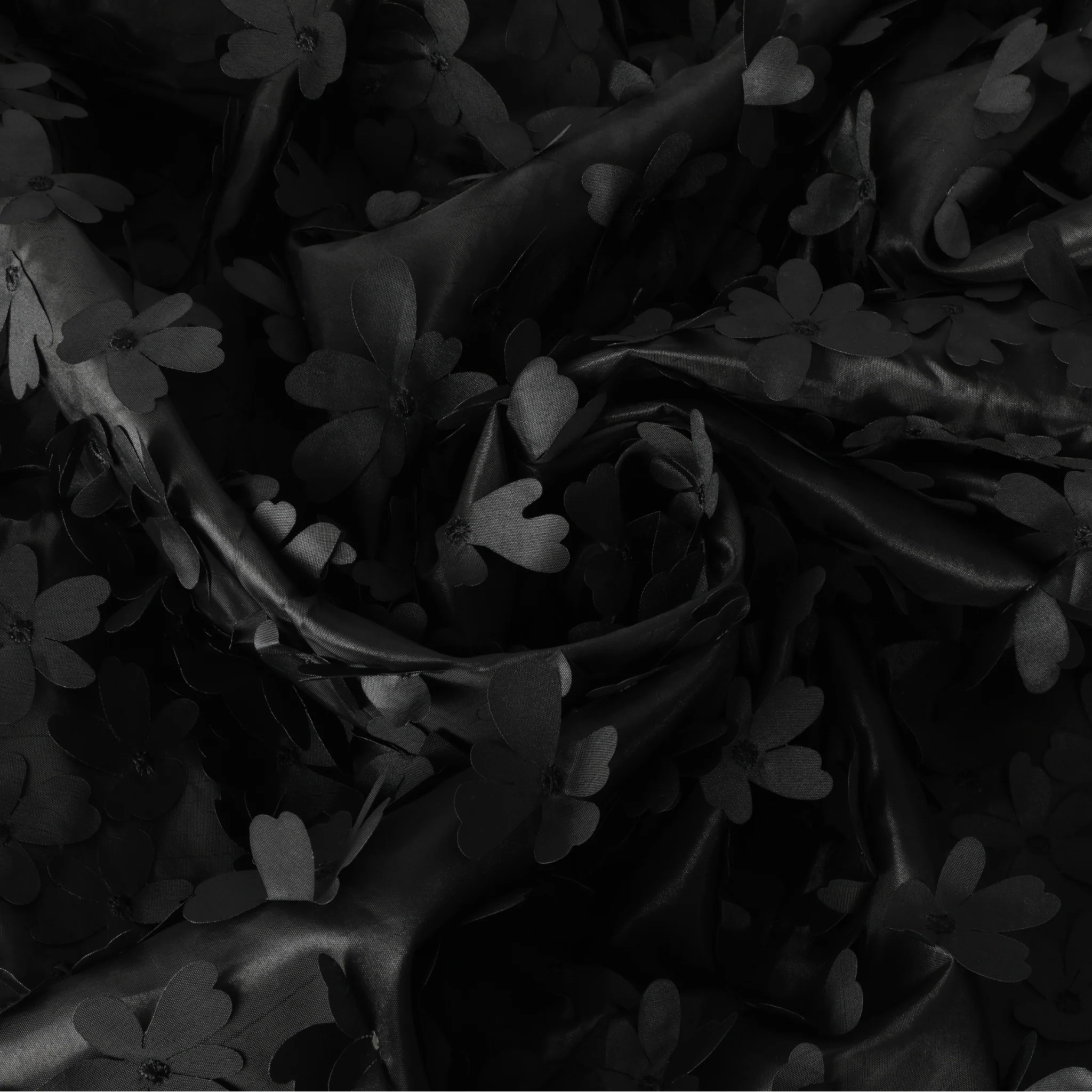 Flower Petal Taffeta Tablecloth 90"x156" Rectangular - Black - Image 3