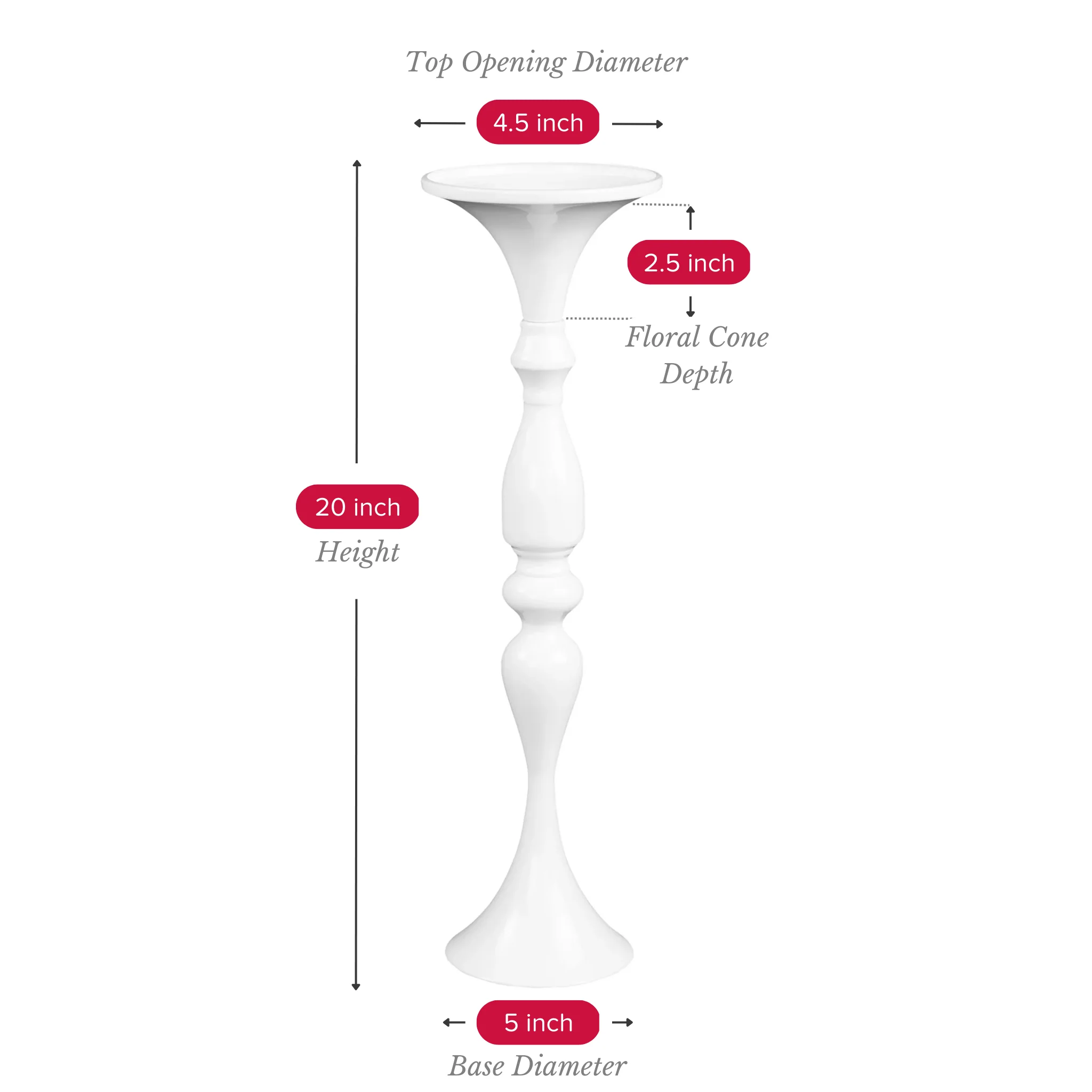 Flower Vase Riser Holder Centerpiece Stand 20"H - White - Image 4