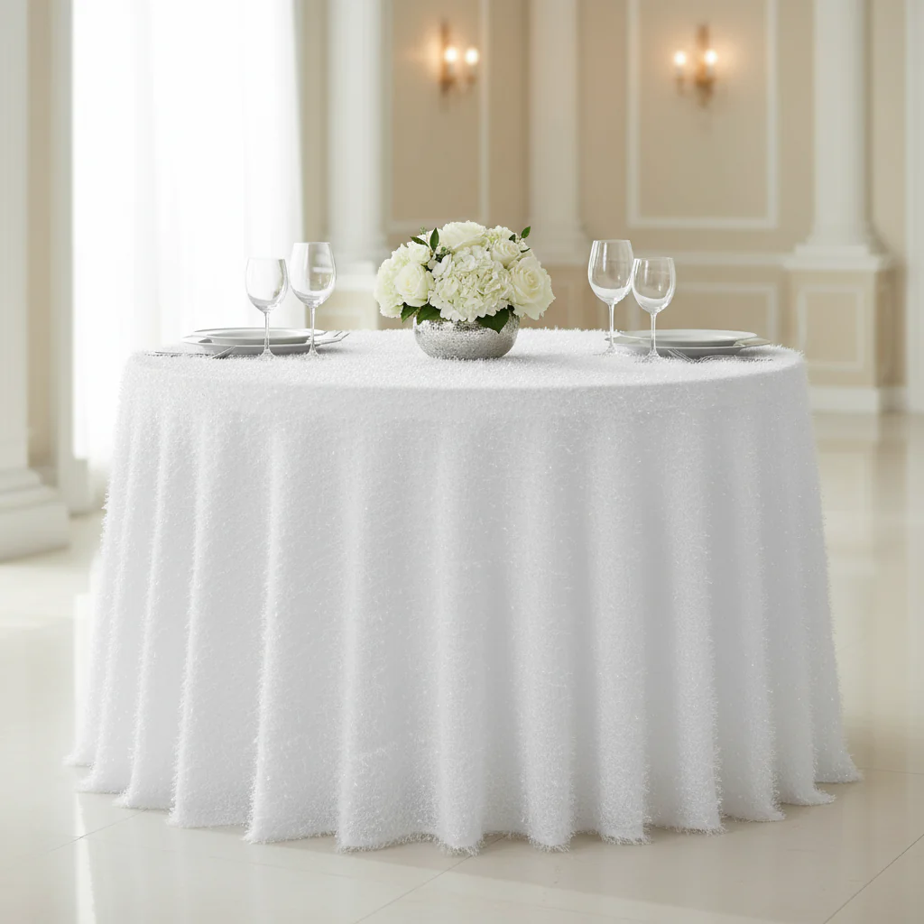 Flurries 120" Round Tablecloth - White - Image 2