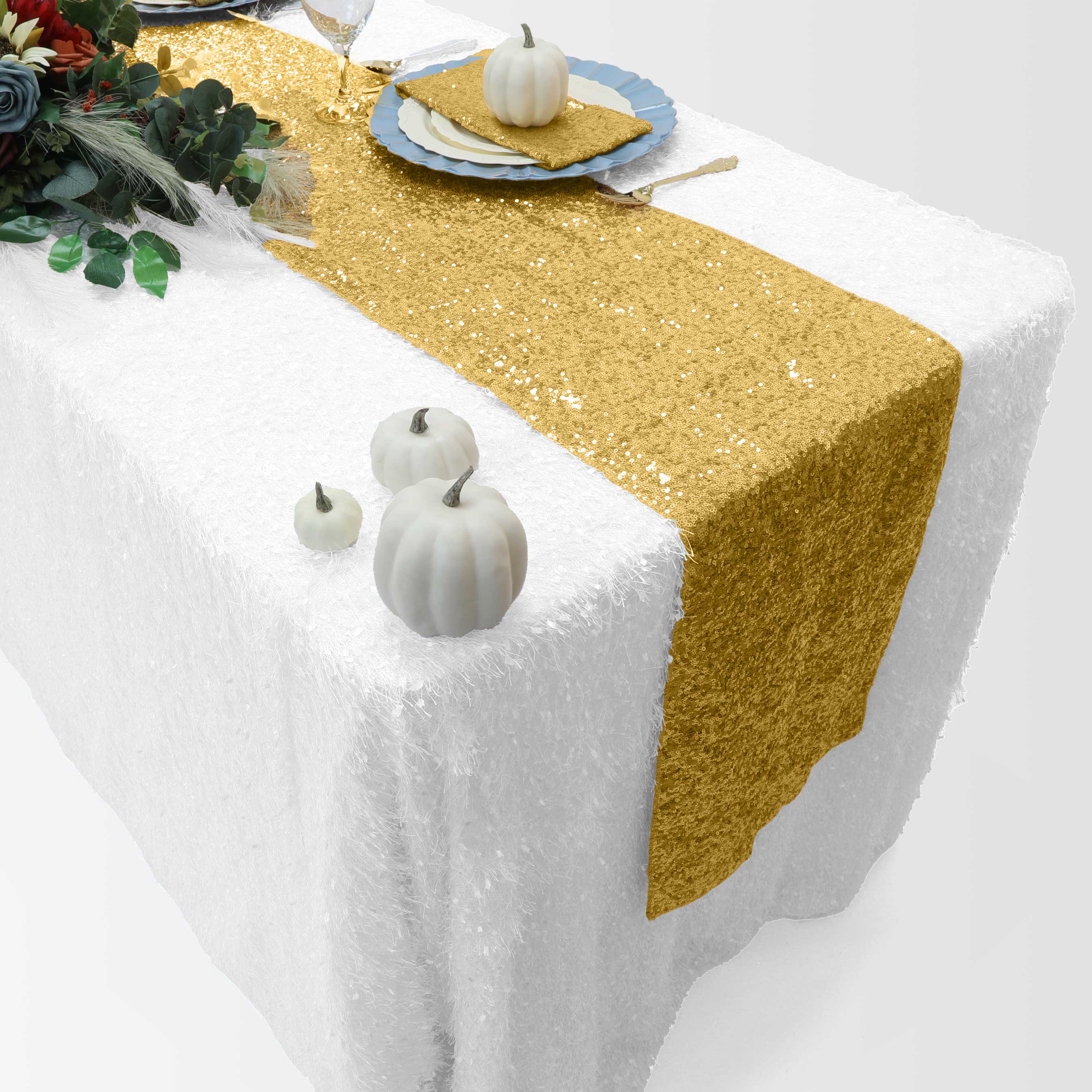 Flurries 90"x132" Rectangular Tablecloth - White - Image 9