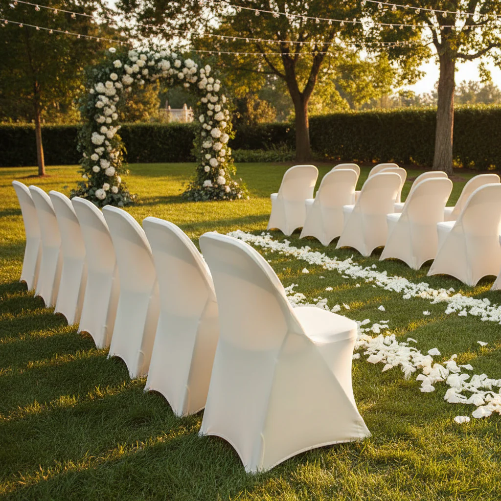 Folding Spandex Chair Cover - Ivory - Image 3