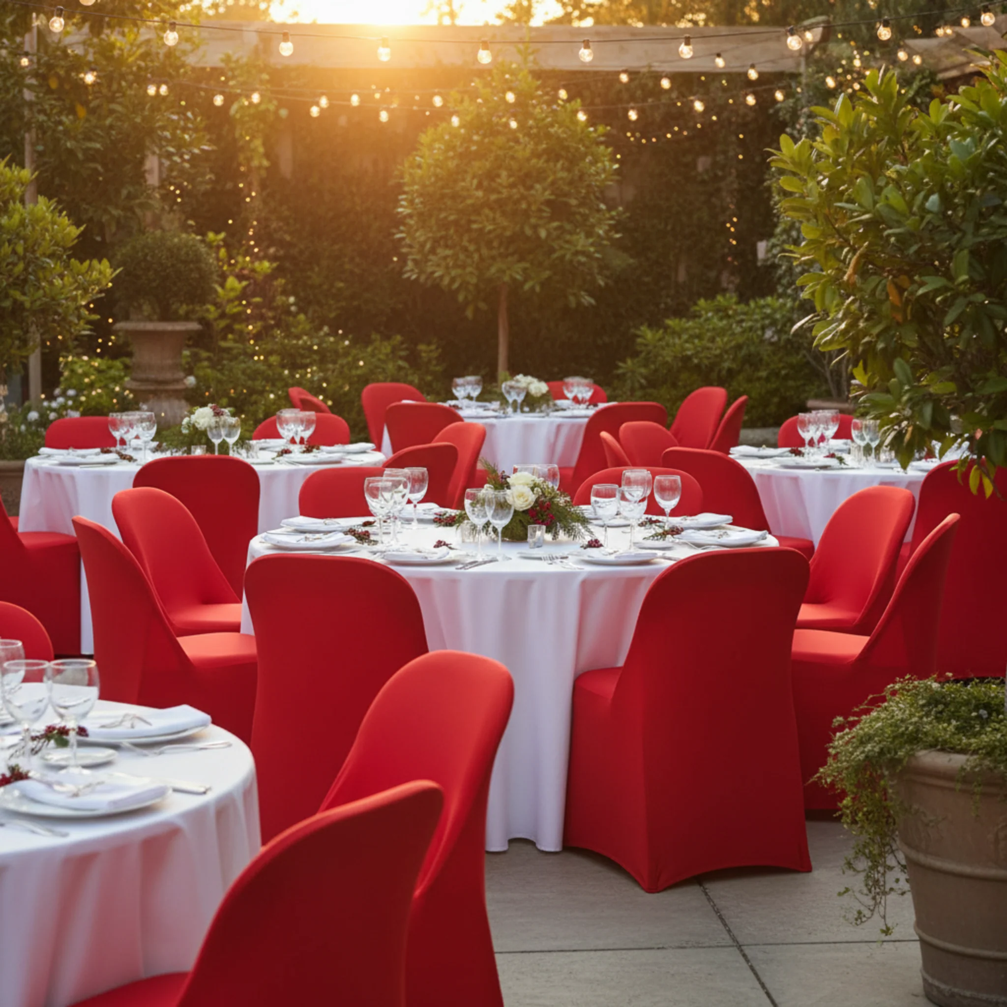 Folding Spandex Chair Cover - Red - Image 2