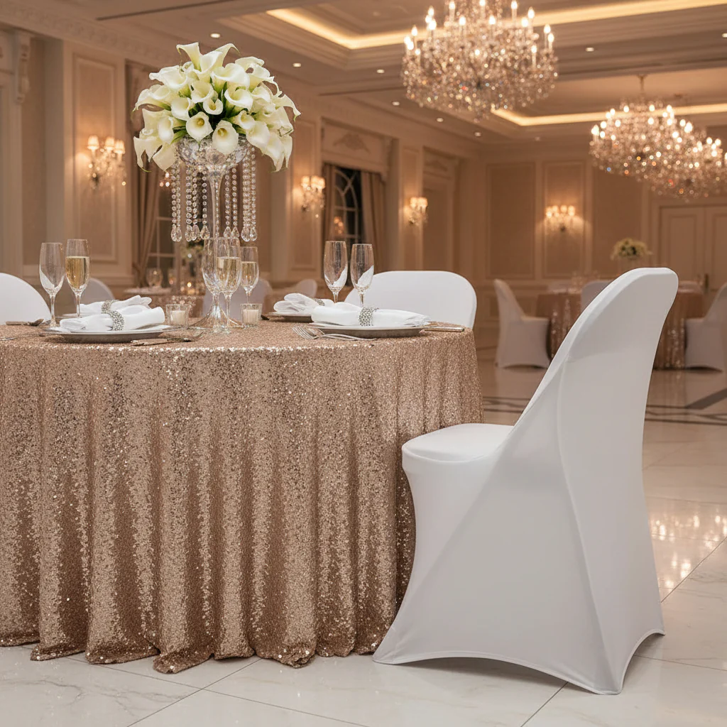 Folding Spandex Chair Cover - White - Image 2