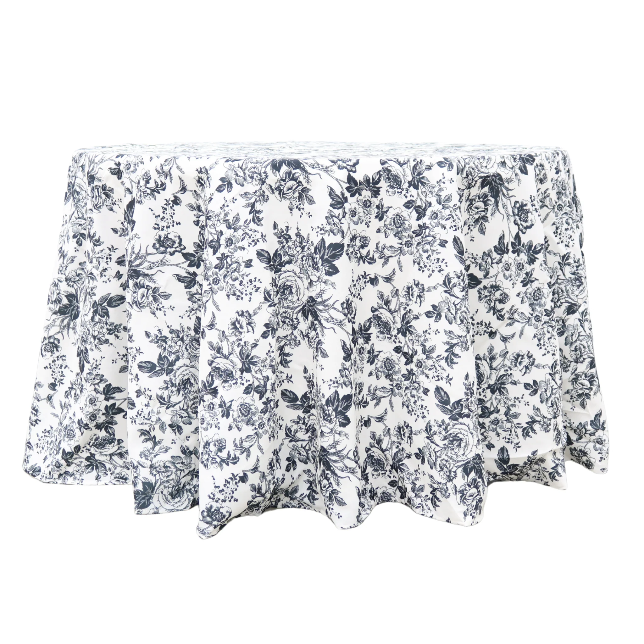 French Toile 108" Round Tablecloth - Black - Image 4