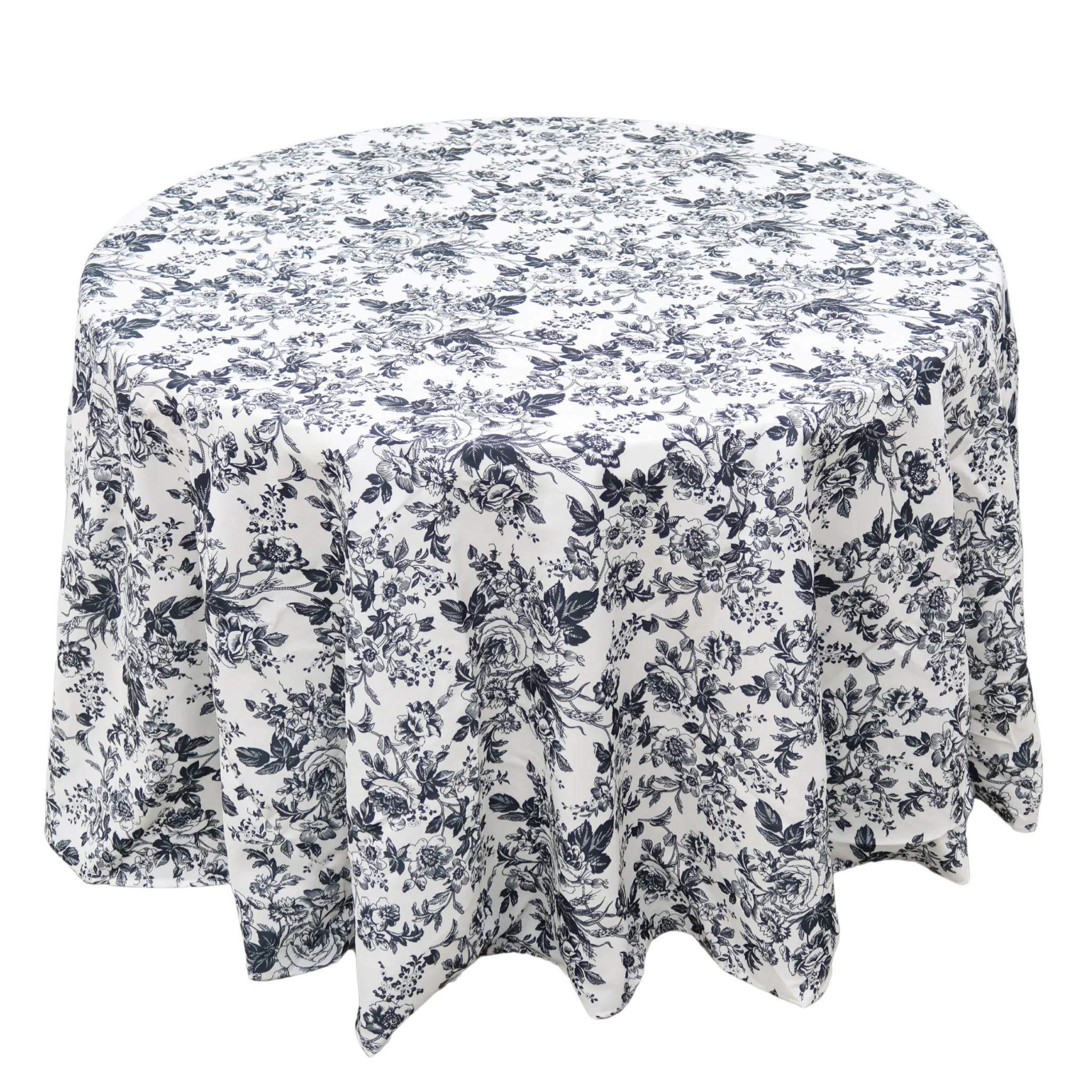 French Toile 108" Round Tablecloth - Black - Image 5