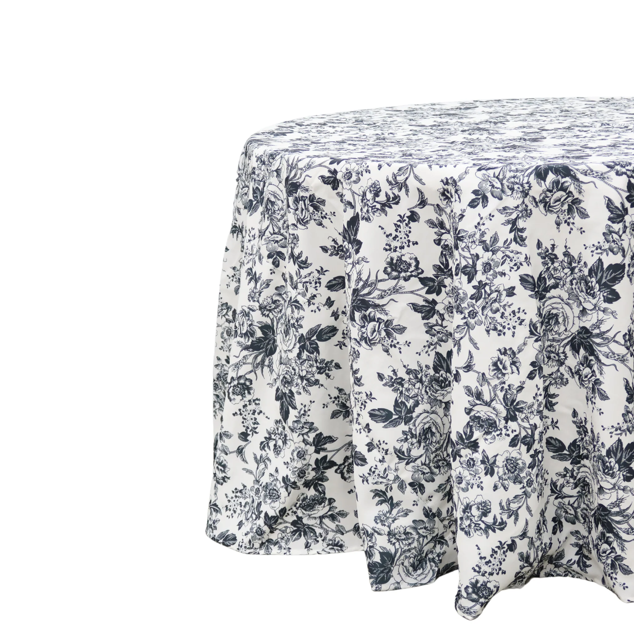 French Toile 108" Round Tablecloth - Black - Image 6