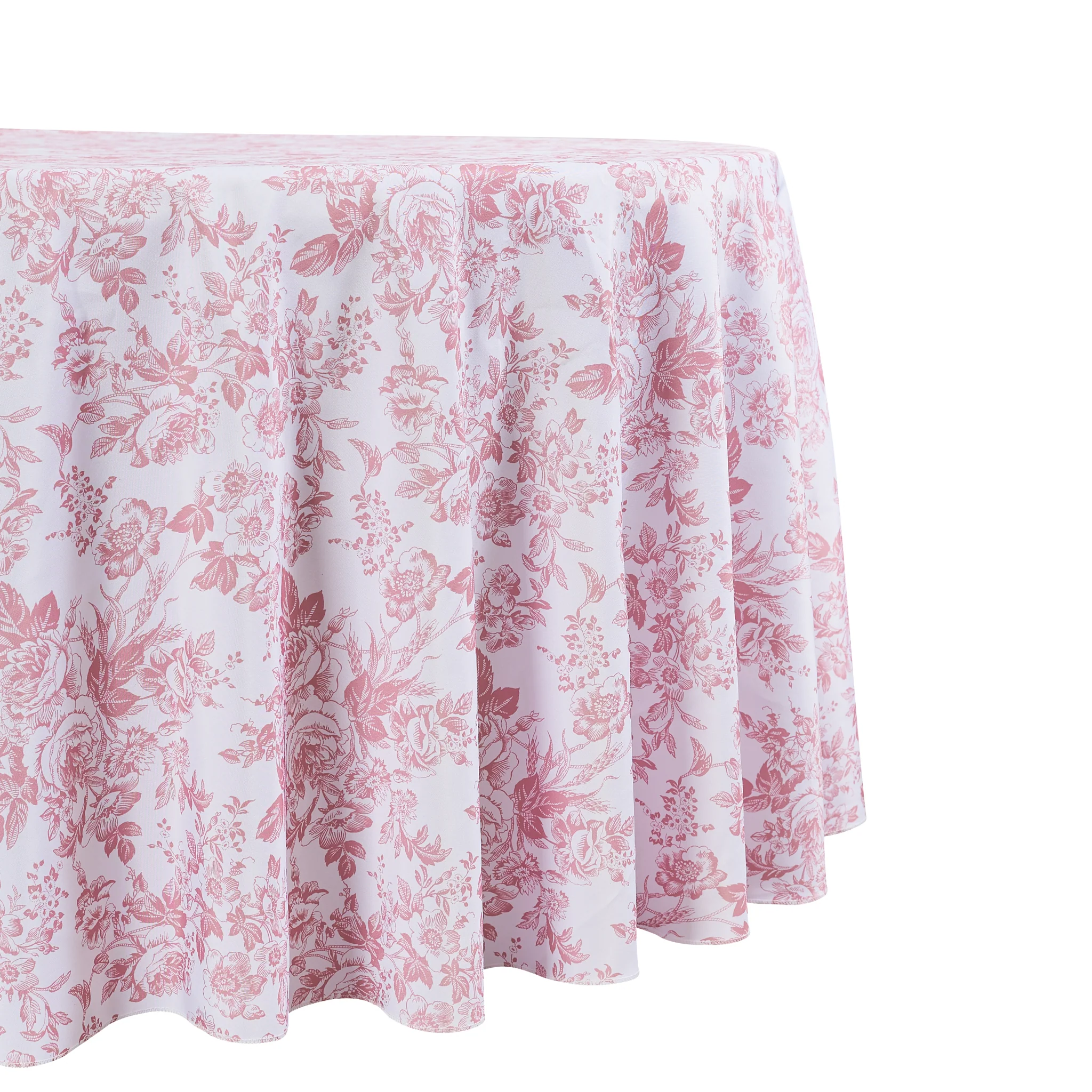 French Toile 108" Round Tablecloth - Dusty Rose/Mauve - Image 4