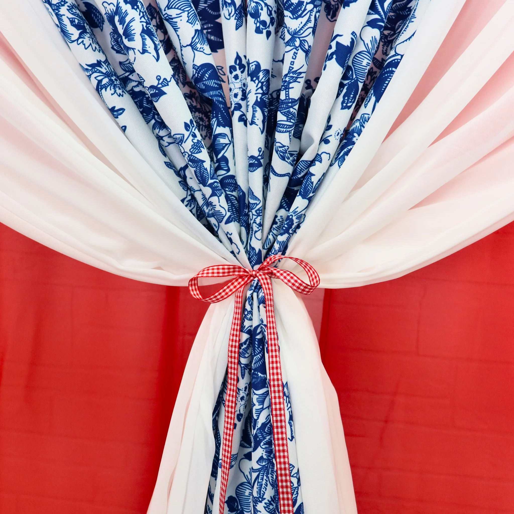 French Toile 10ft H x 52" W Drape/Backdrop Panel - Blue - Image 4