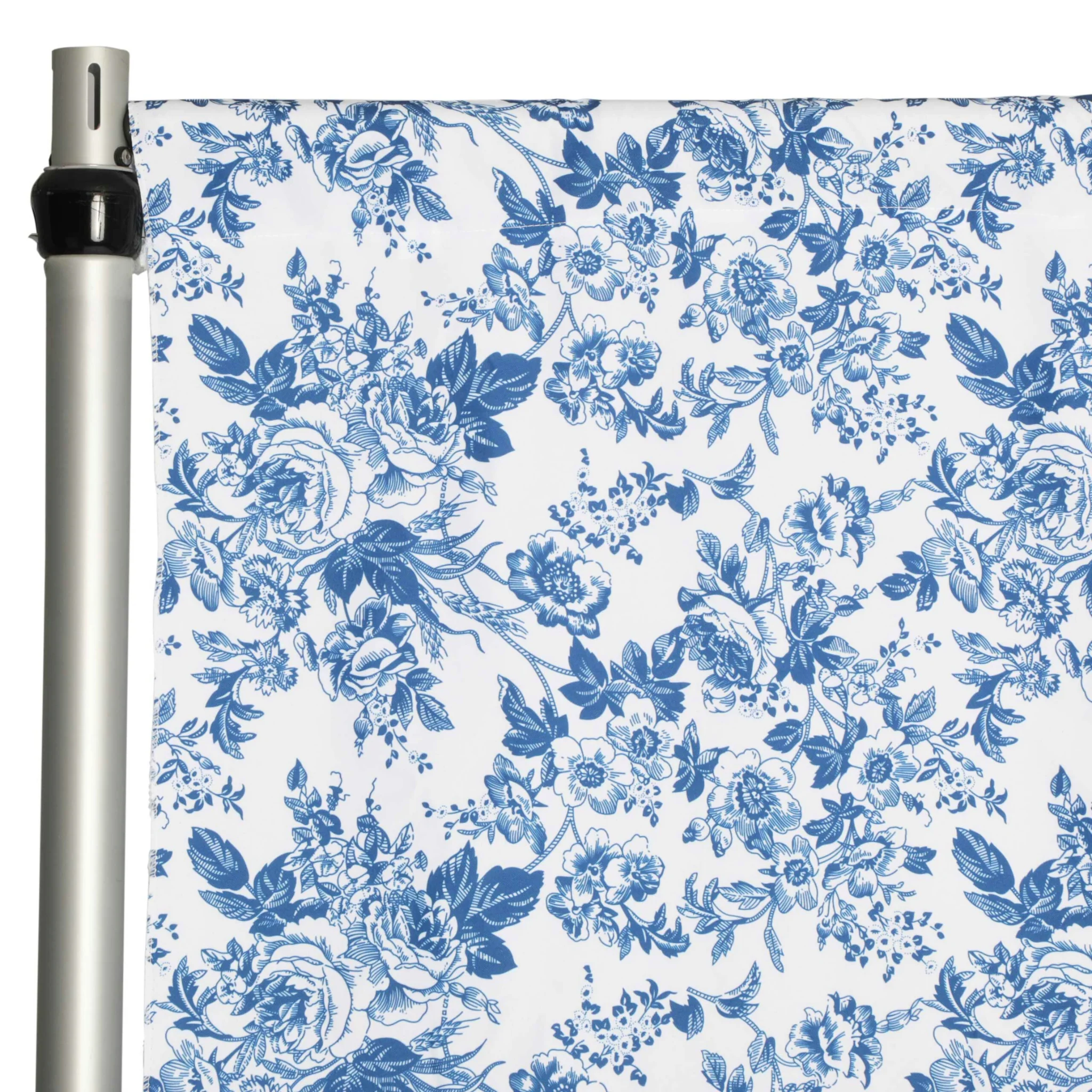 French Toile 10ft H x 52" W Drape/Backdrop Panel - Blue - Image 5