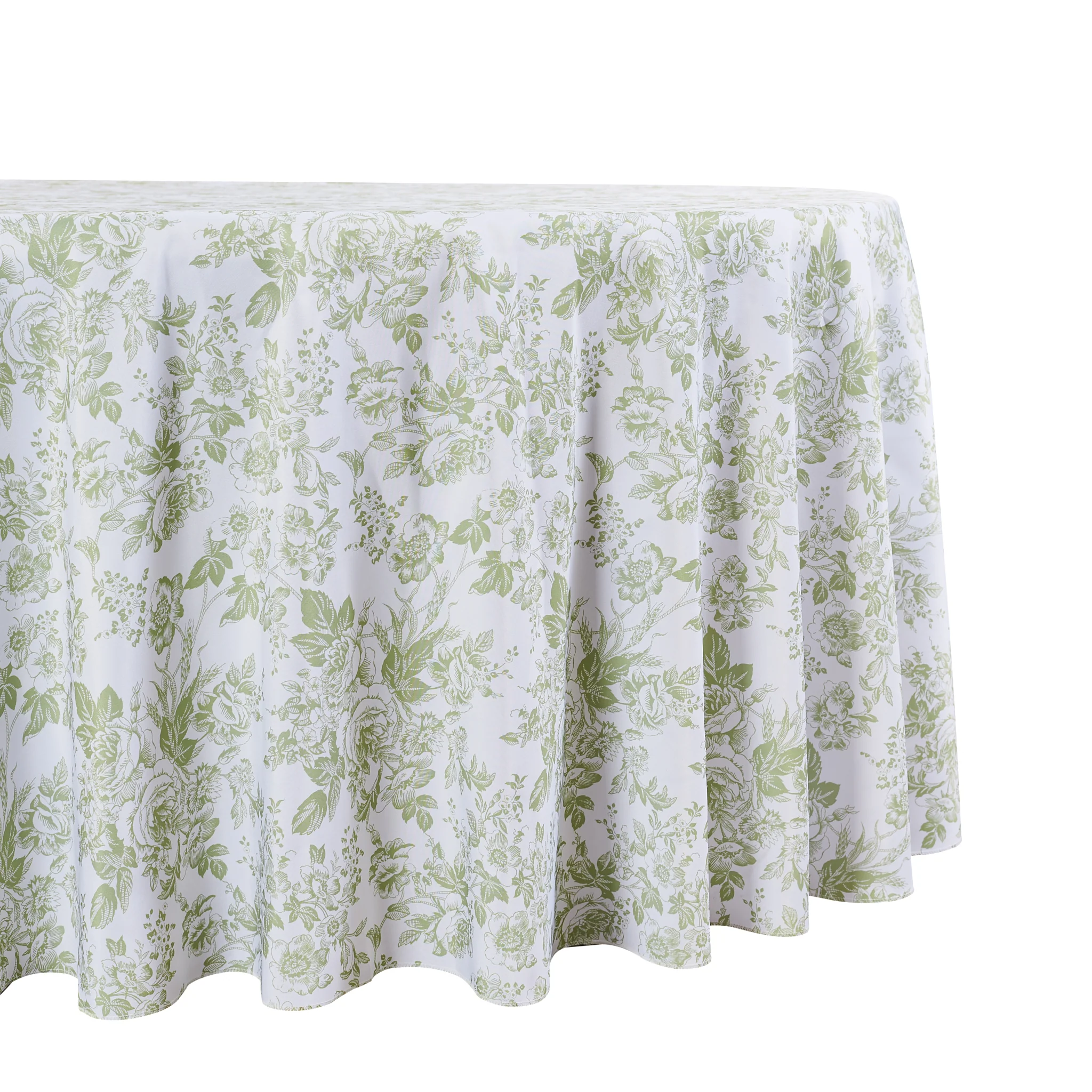 French Toile 120" Round Tablecloth - Sage Green - Image 3
