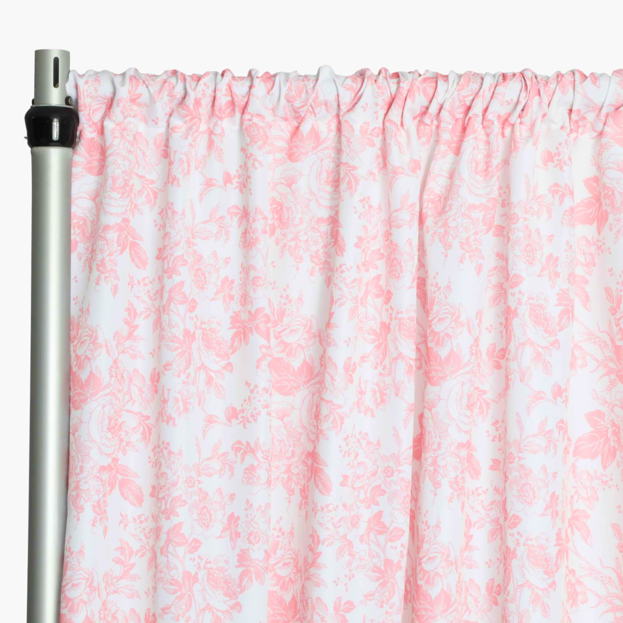 French Toile 12ft H x 52" W Drape/Backdrop Panel - Coral