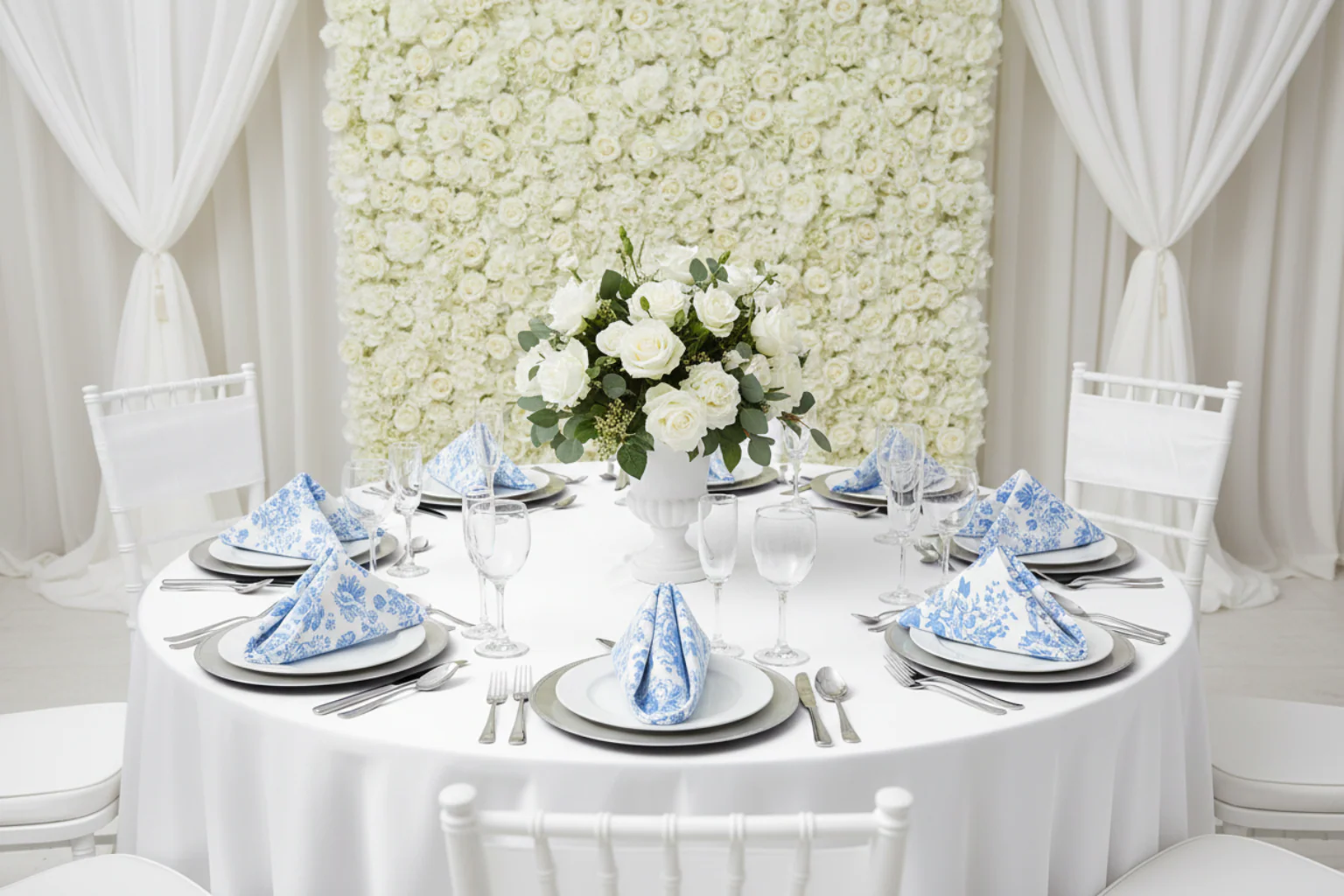 French Toile 20"x20" Linen Napkin (5pc/pk) - Baby Blue - Image 7