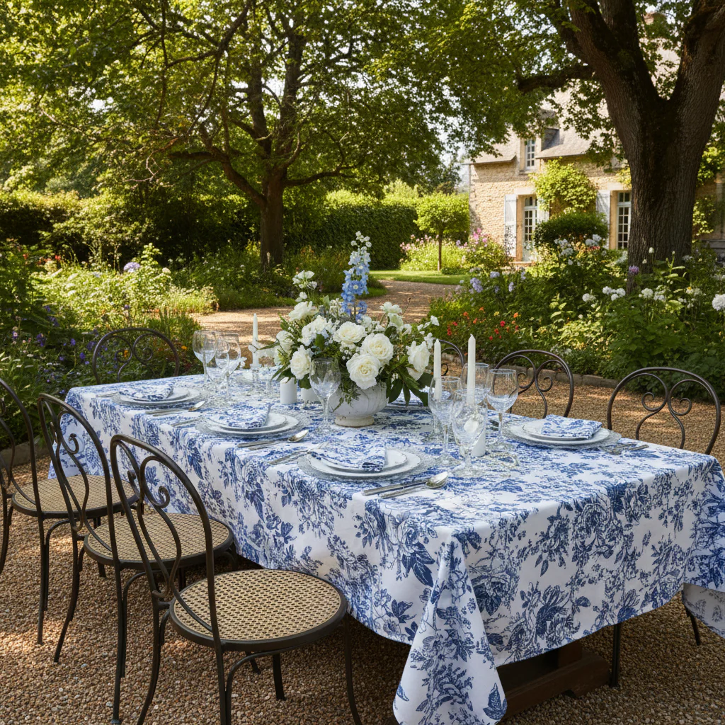 French Toile 20"x20" Linen Napkin (5pc/pk) - Blue - Image 2