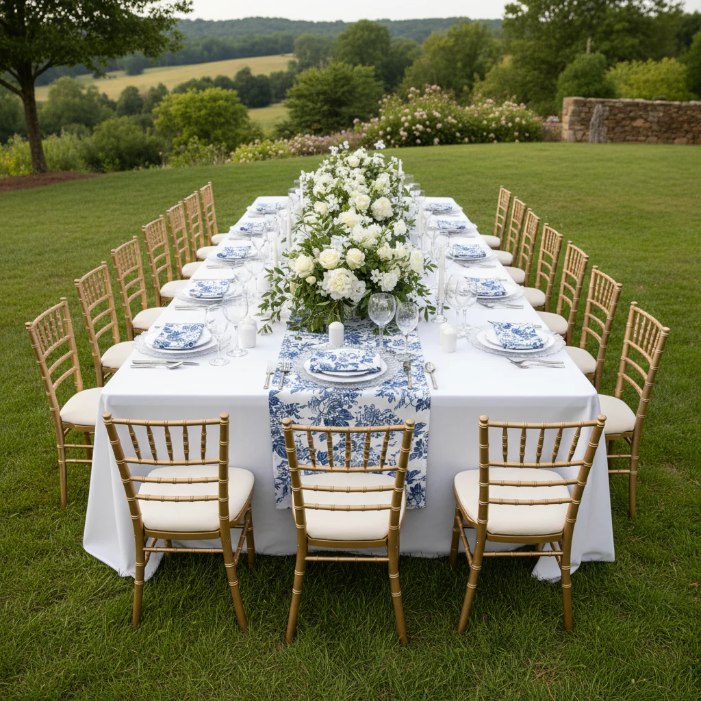 French Toile 20"x20" Linen Napkin (5pc/pk) - Blue - Image 3