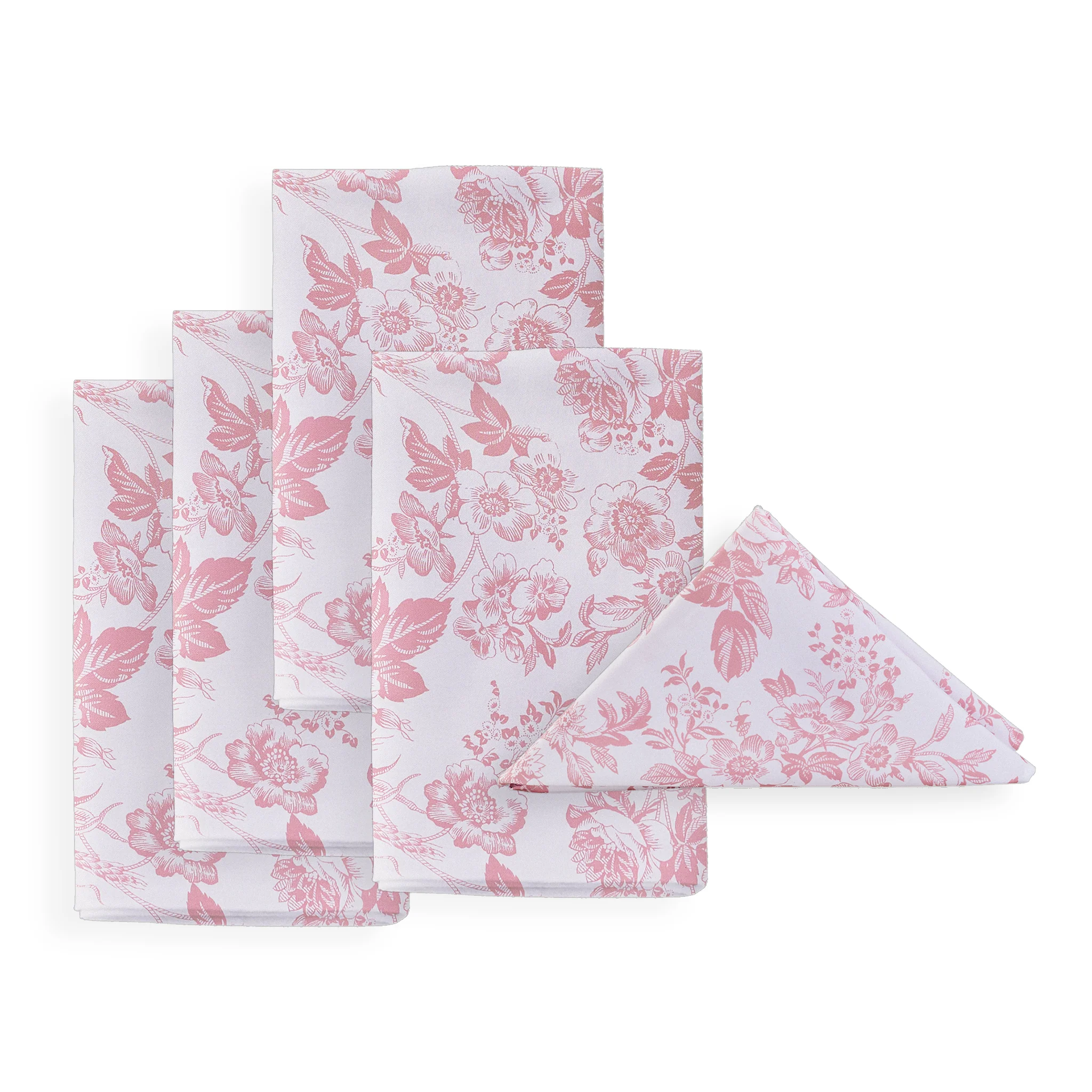 French Toile 20"x20" Linen Napkin (5pc/pk) - Dusty Rose/Mauve